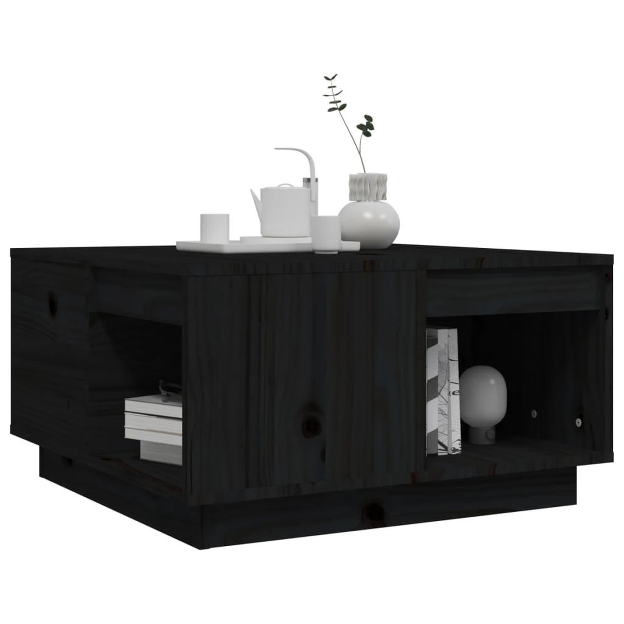 Voir la diapositive 4 : VIDAXL Table basse Noir 60x61x32,5 cm Bois massif de pin