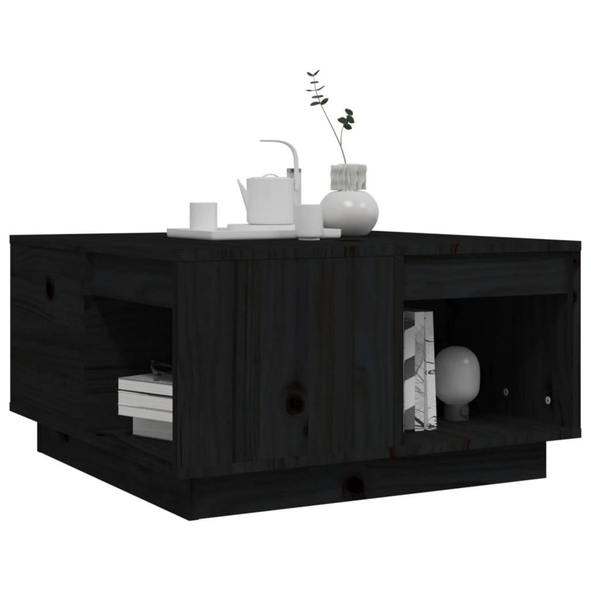 VIDAXL Table basse Noir 60x61x32,5 cm Bois massif de pin
