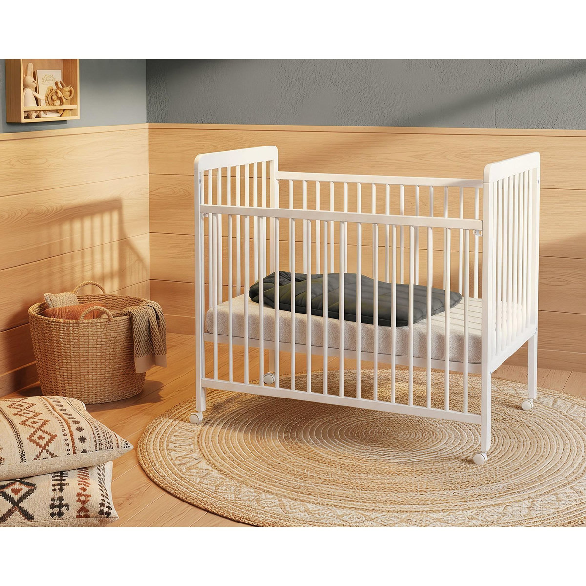 AT4 Lit bébé coulissant en bois ESSENTIEL 60 x 120 cm