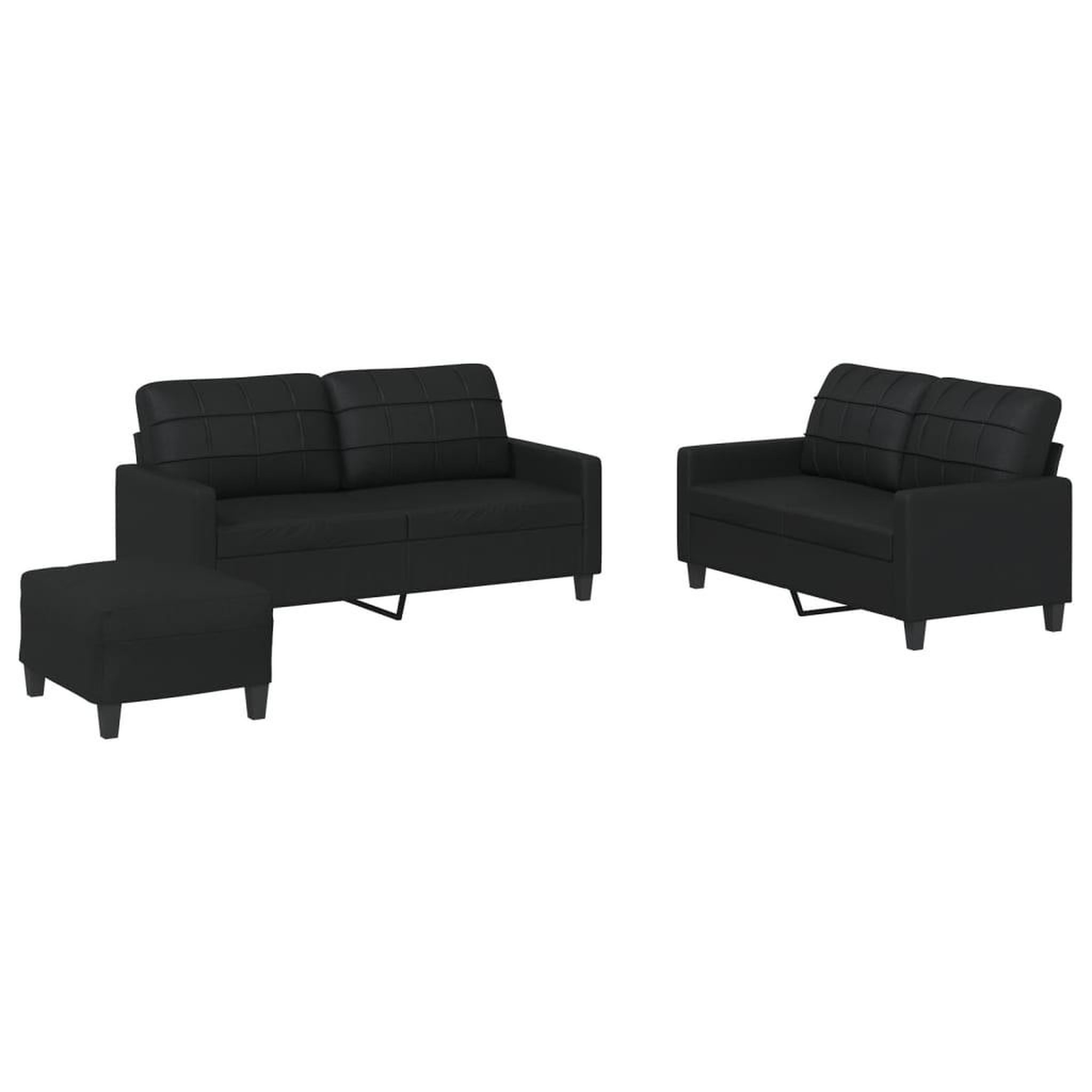 Voir la diapositive 2 : VIDAXL Ensemble de canapes 3 pcs avec coussins Noir Similicuir