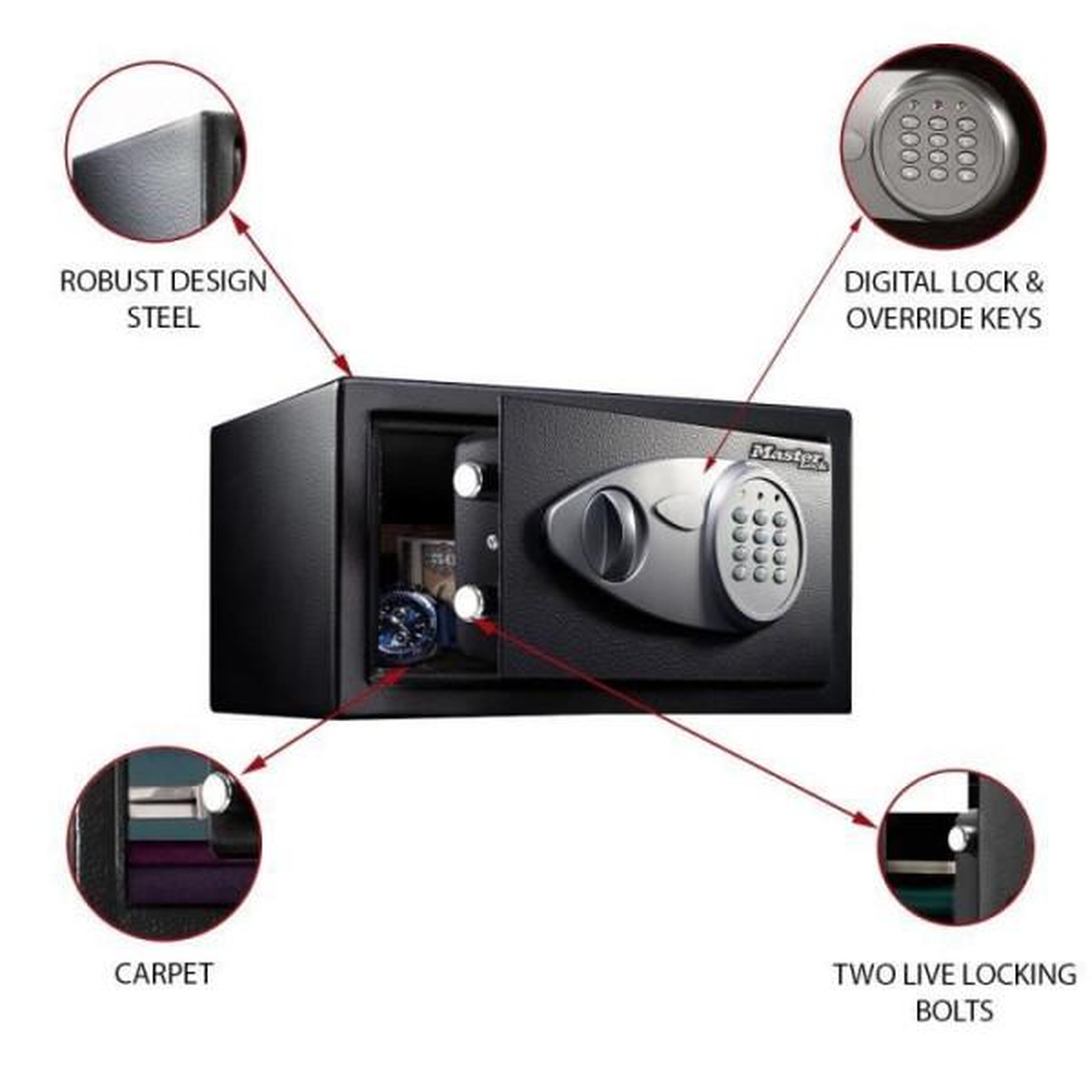 Voir la diapositive 4 : Master lock Coffre-fort master lock x041ml 11l - serrure electronique - idéal pour bijoux, papiers d'identite