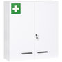 Voir la diapositive 1 : KLEANKIN Armoire à pharmacie murale verrouillable 2 portes 6 étagères 6 compartiments dim. 55 x 18 x 60 cm acier blanc