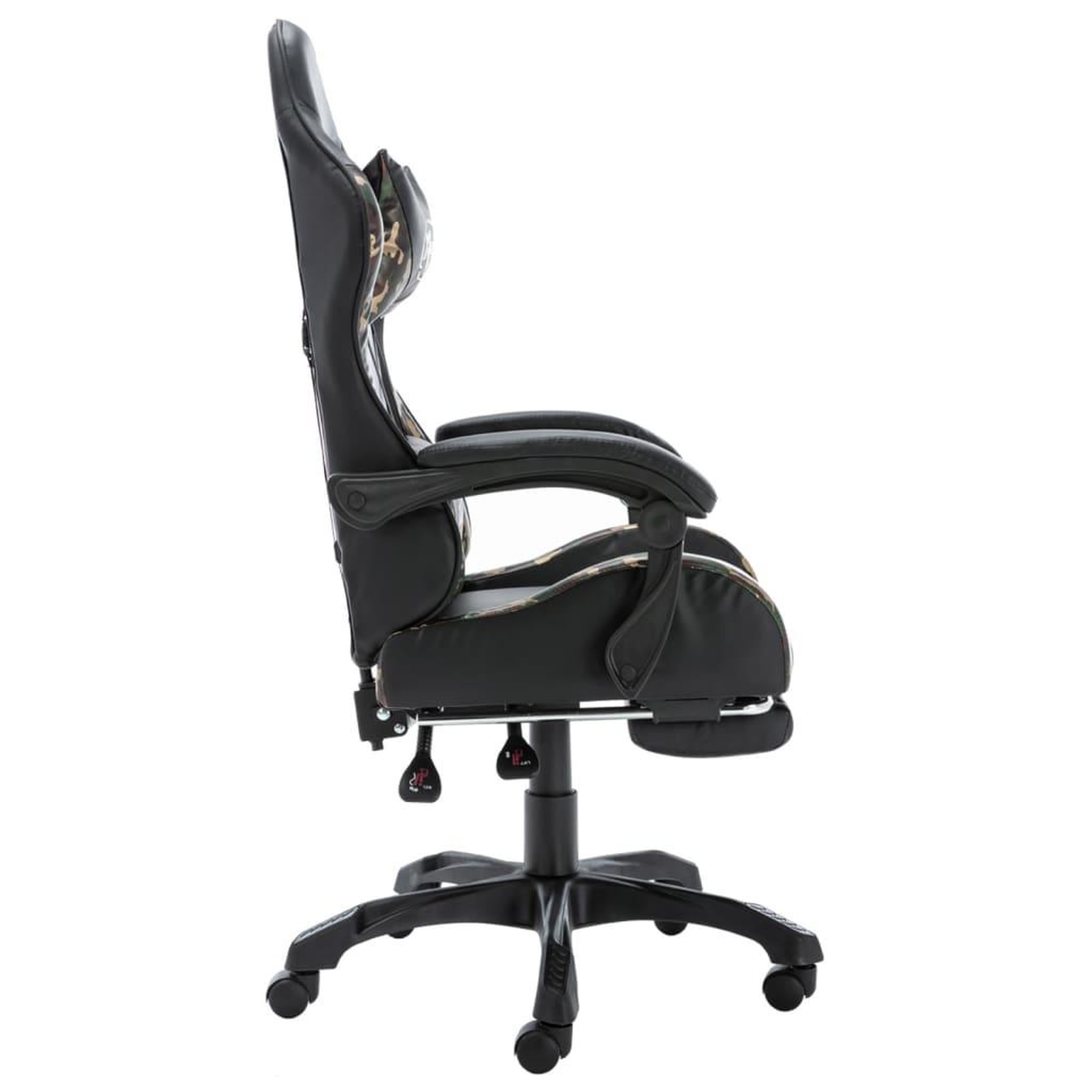 Voir la diapositive 4 : VIDAXL Fauteuil de jeux video repose-pied Noir/camouflage Similicuir