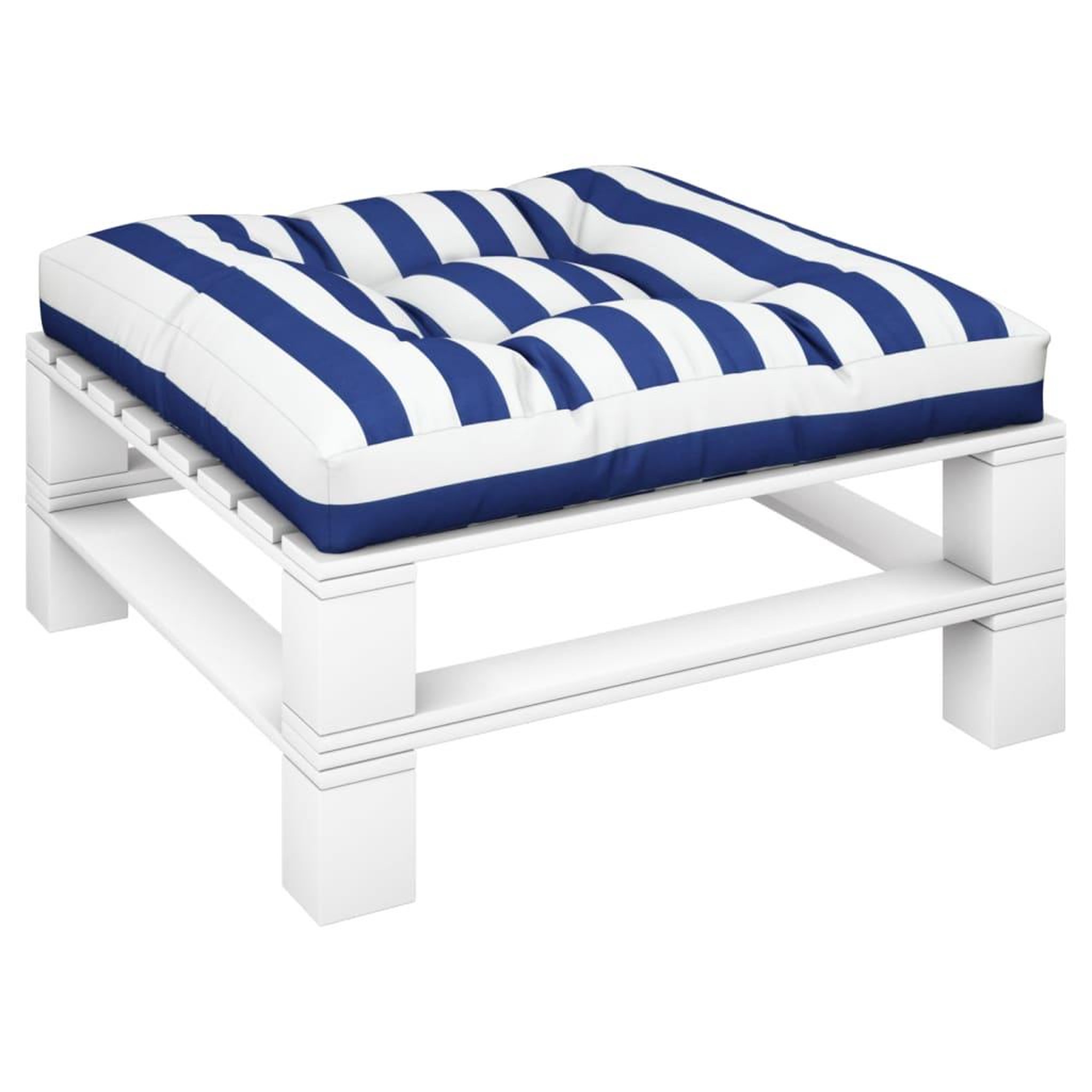 Voir la diapositive 3 : VIDAXL Coussin de palette rayures bleues et blanches 70x70x12 cm tissu