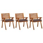 VIDAXL Chaises a manger de jardin avec coussins lot de 3 Acacia massif
