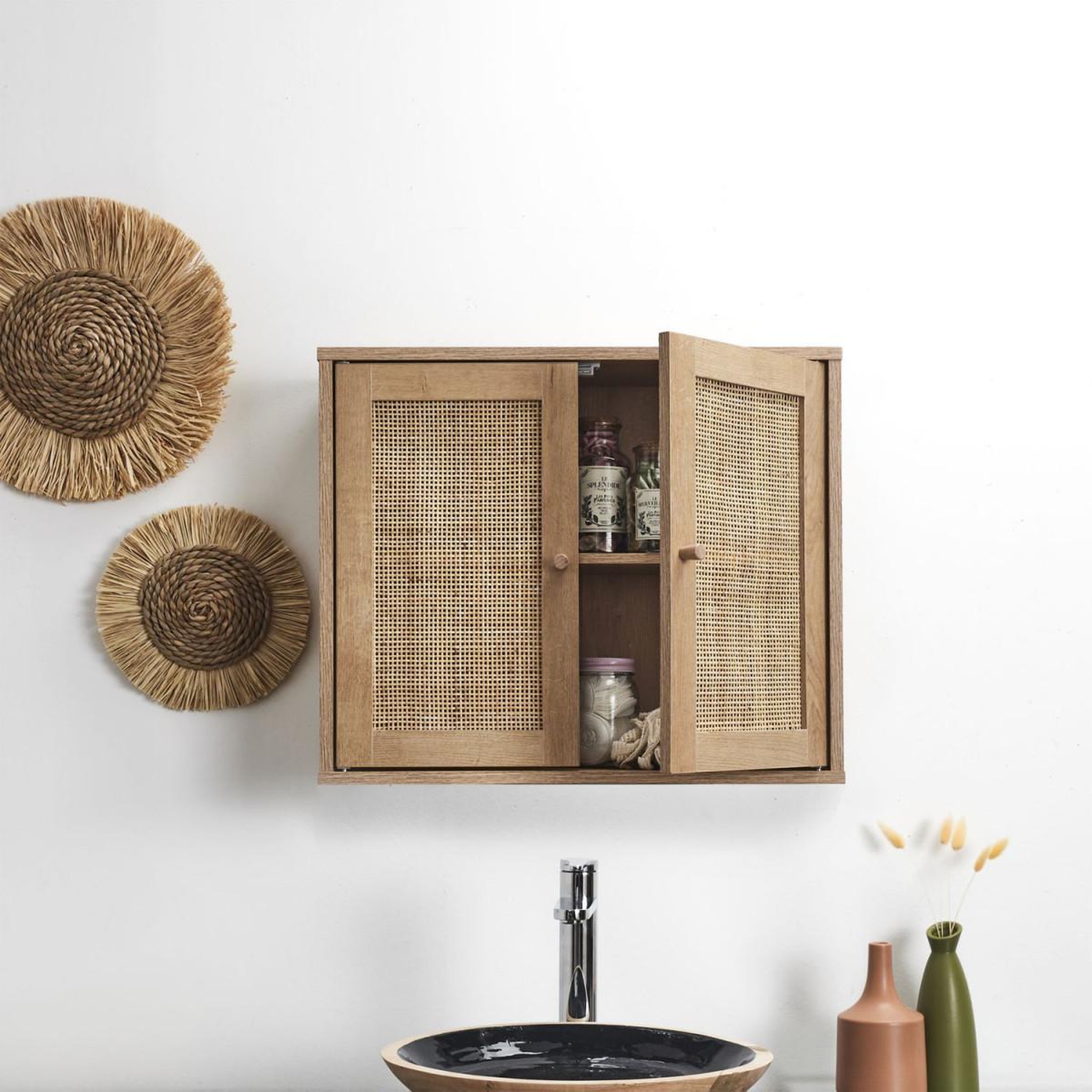 Voir la diapositive 4 : The Home Deco Factory Meuble haut salle de bain  bali  60cm marron