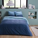 FUTURE HOME Parure de lit 2 personnes géométrique en microfibre. Coloris disponibles : Bleu
