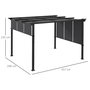 Voir la diapositive 3 : OUTSUNNY Pergola 3 toiles coulissantes - dim. 3,57L x 2,96l x 2,35H m - acier époxy noir polyester haute densité anthracite