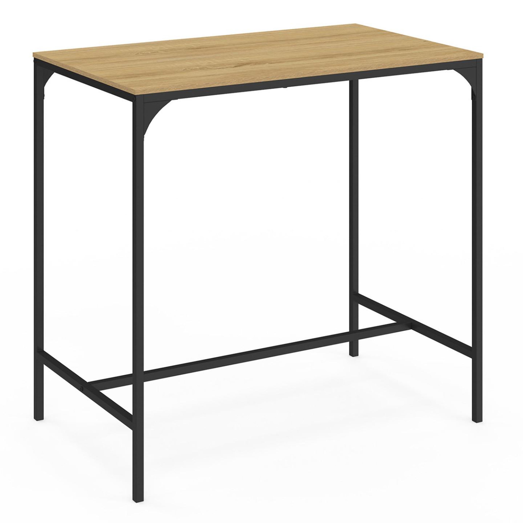 Voir la diapositive 4 : ID MARKET Ensemble table haute de bar detroit 100 cm et 4 tabourets bois et métal noir design industriel