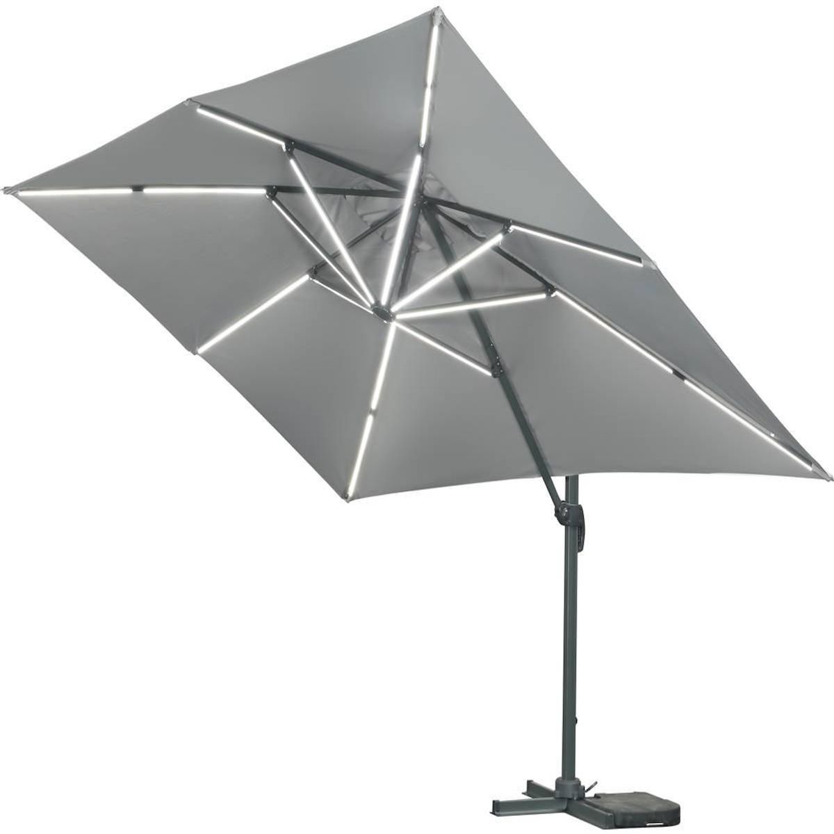 Habitat et Jardin Parasol jardin déporté led alu  Sun 3 Luxe  3 x 3 m - Gris