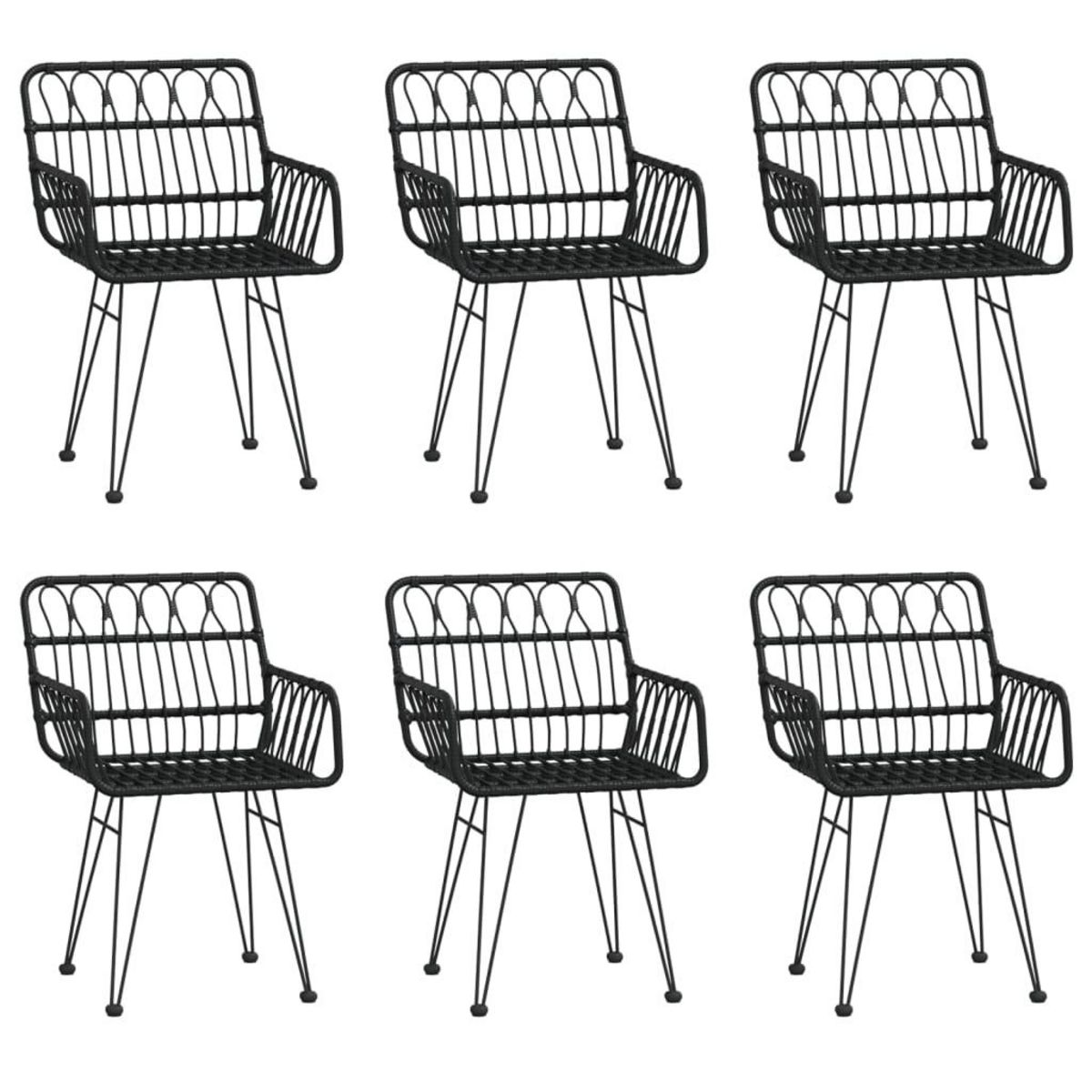 VIDAXL Ensemble a manger de jardin 7 pcs Noir Resine tressee