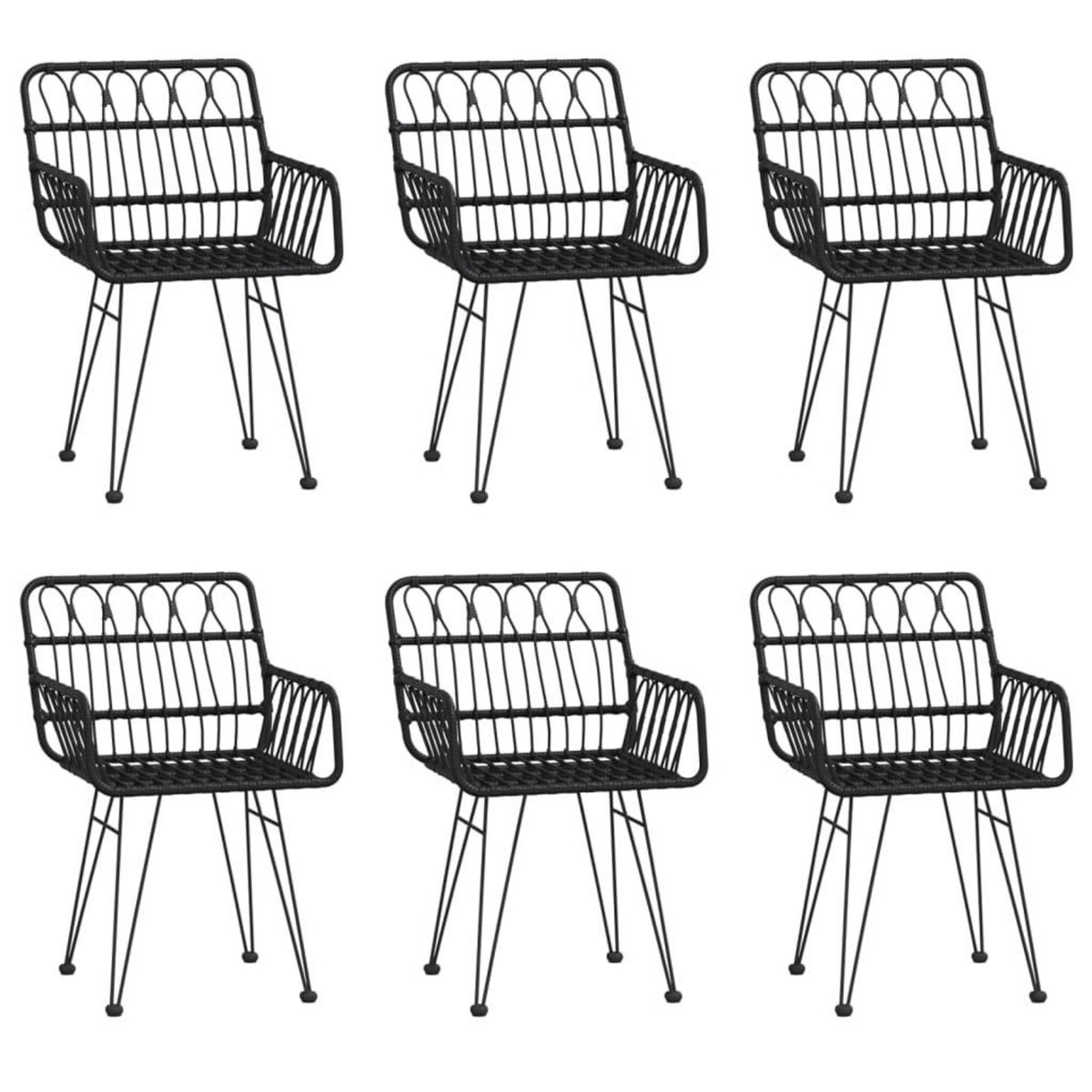 VIDAXL Ensemble a manger de jardin 7 pcs Noir Resine tressee