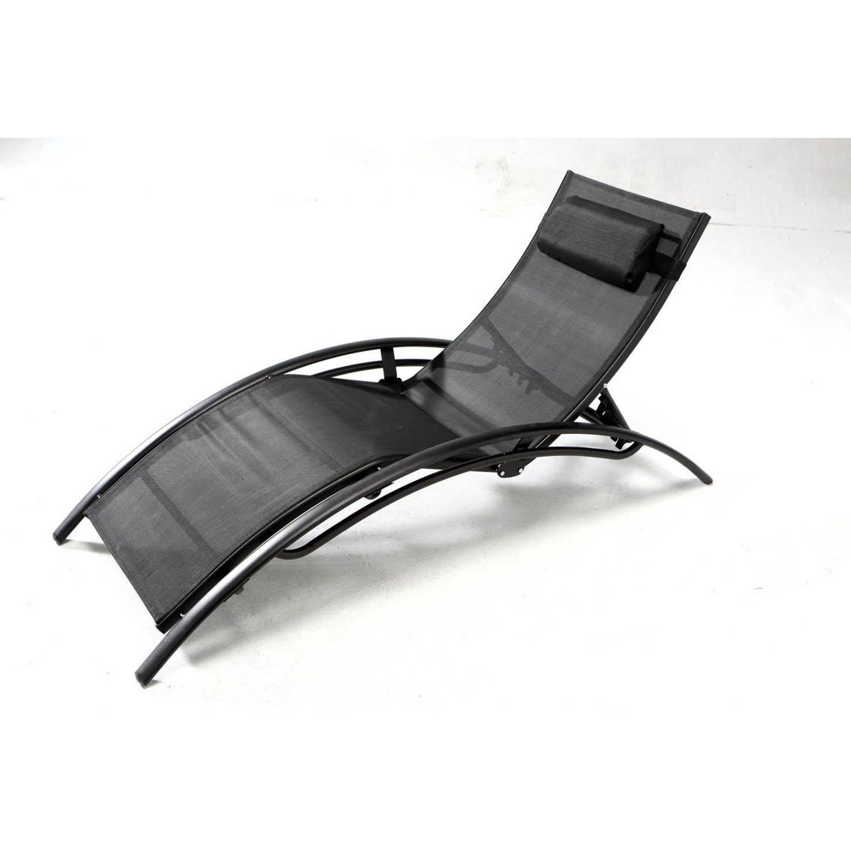 CONCEPT USINE Lot de 2 transats ajustables avec pieds en acier noir LIMEA