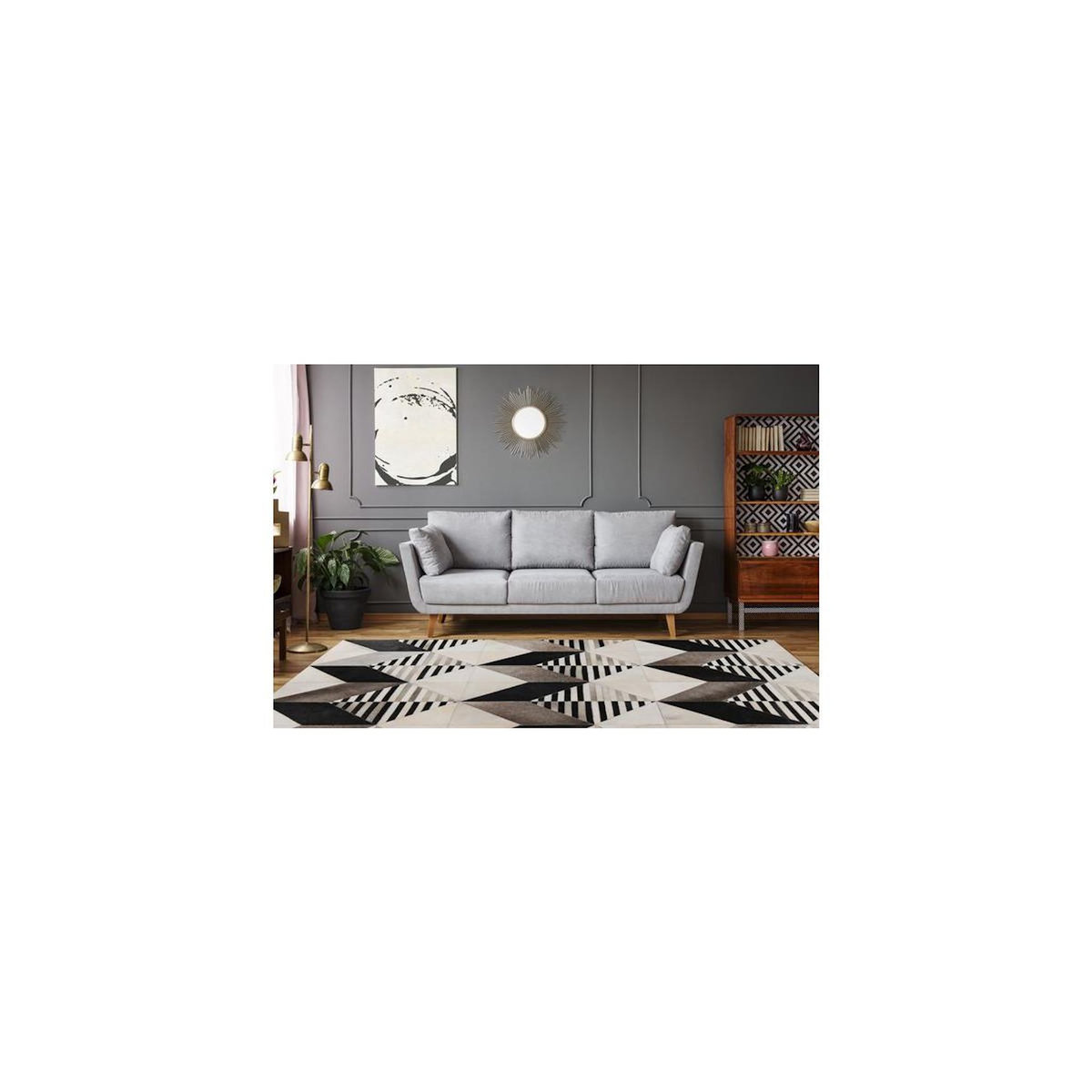 Paris Prix Tapis Fait Main en Cuir  Lavin IV  Noir & Multicolore