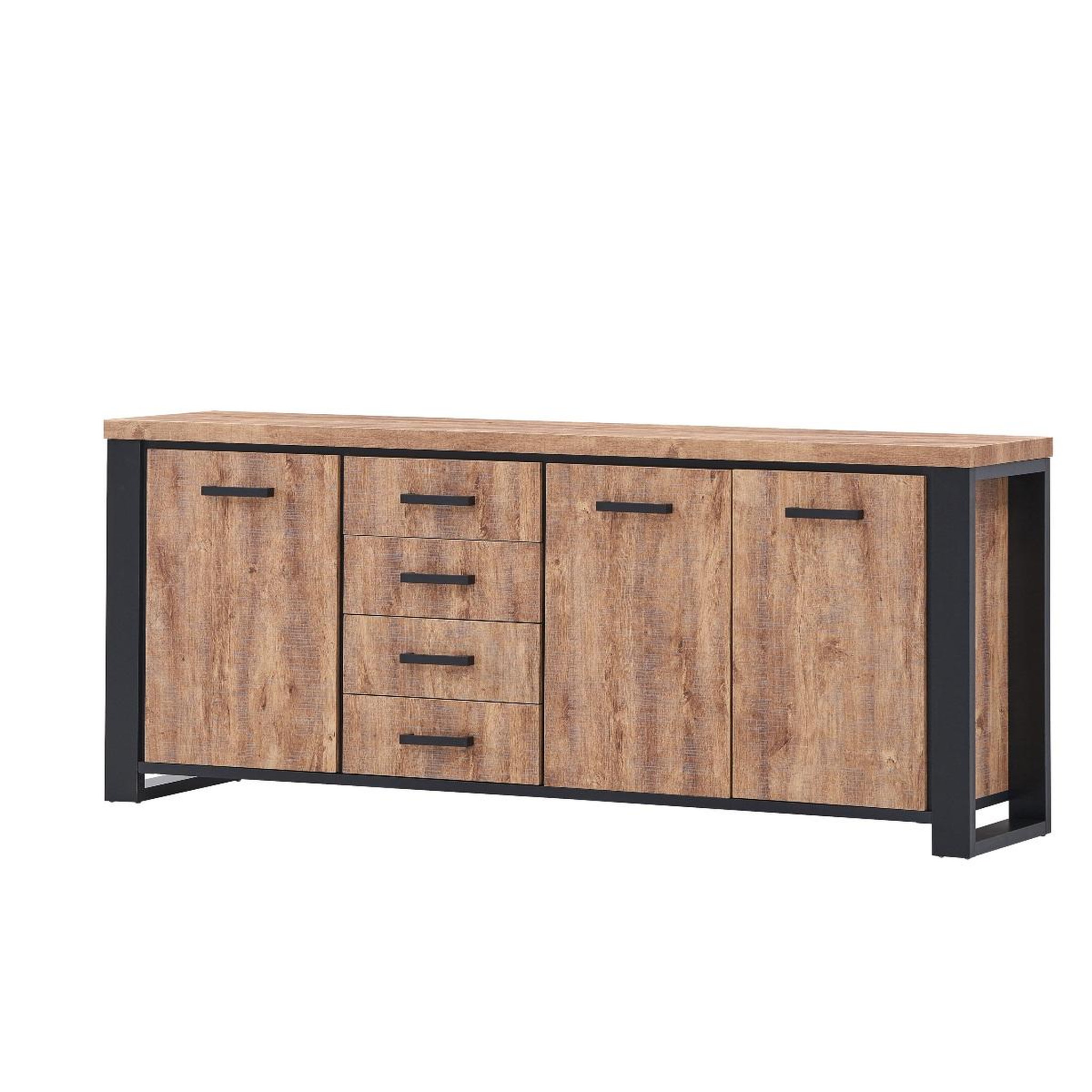 JLC KREATION Buffet bas 3 portes et tiroirs coloris bois naturel eleonore