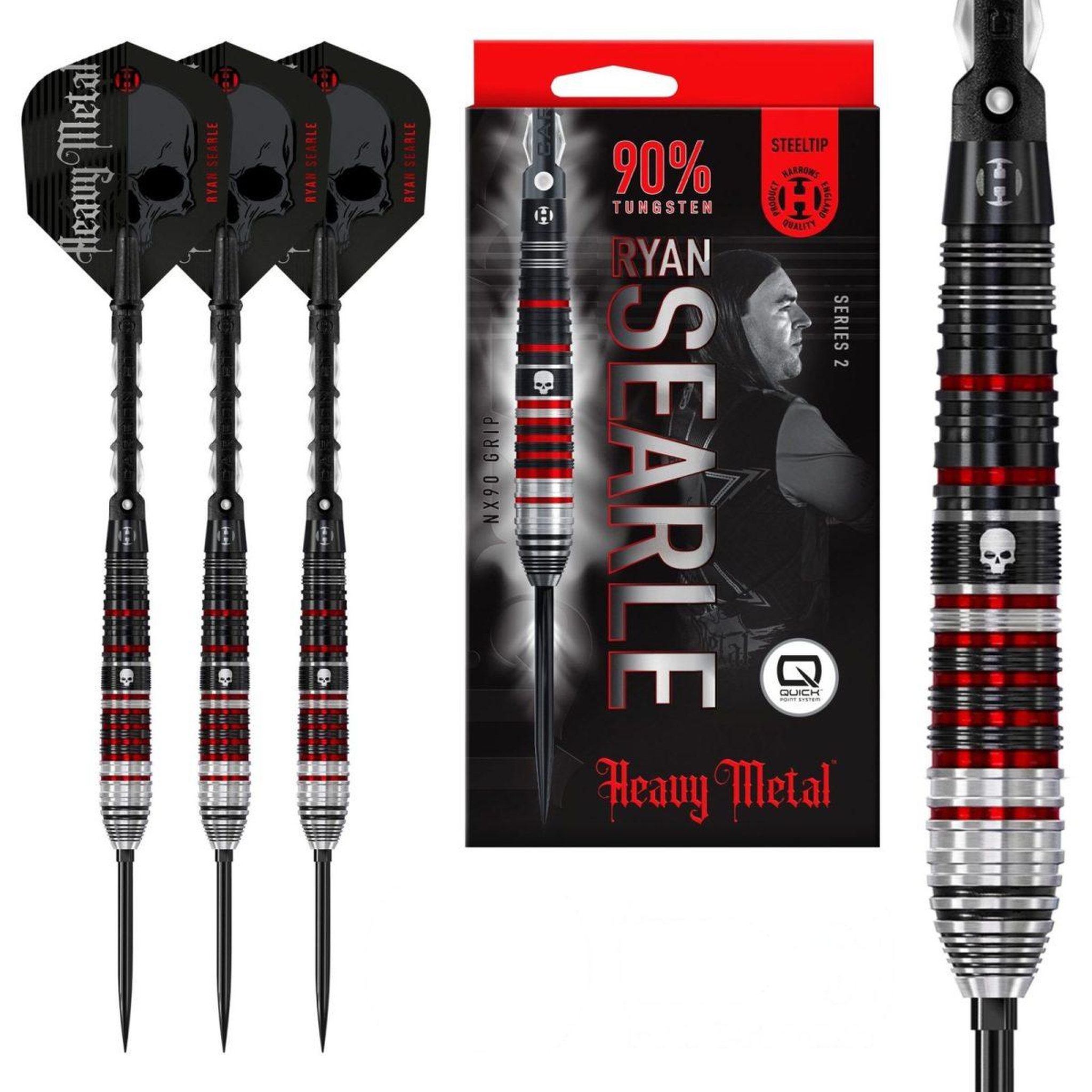 Harrows Fléchettes Ryan Searle series 2 90% Quick Point pointe acier 32g