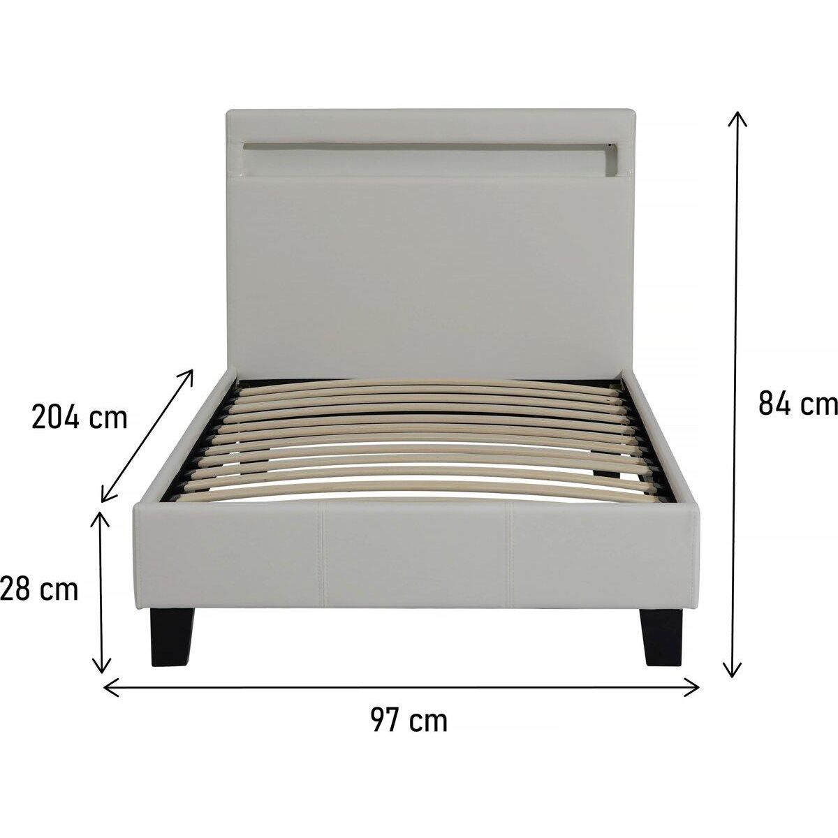 Habitat et Jardin Lit avec LED  Maria  90 x 190 cm - Blanc