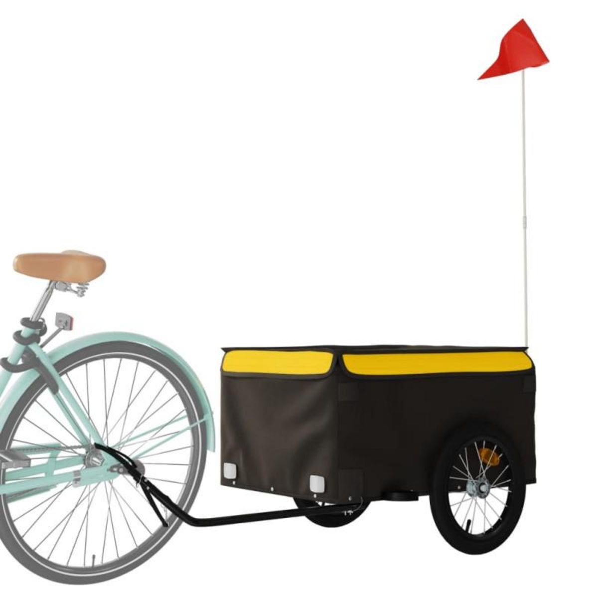 VIDAXL Remorque de vélo noir et jaune 45 kg fer