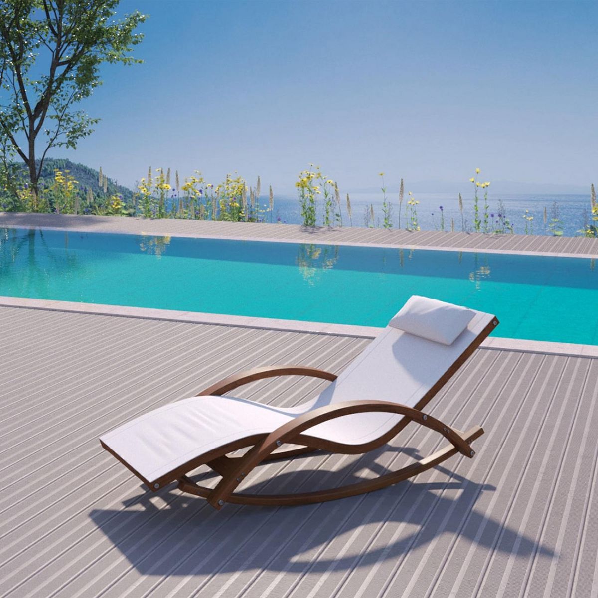 CONCEPT USINE Transat à bascule en bois écru ALCOBA