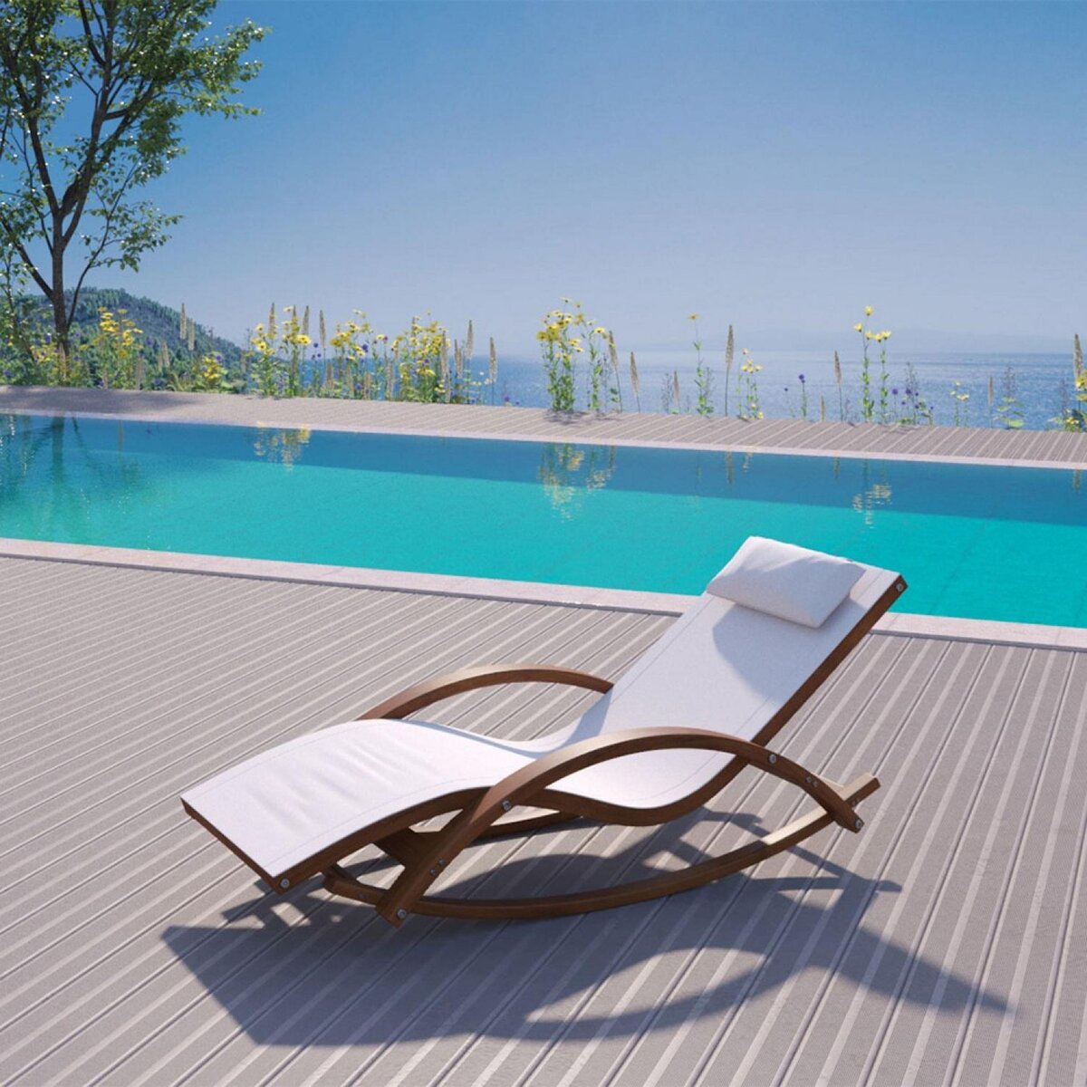 CONCEPT USINE Transat à bascule en bois écru ALCOBA