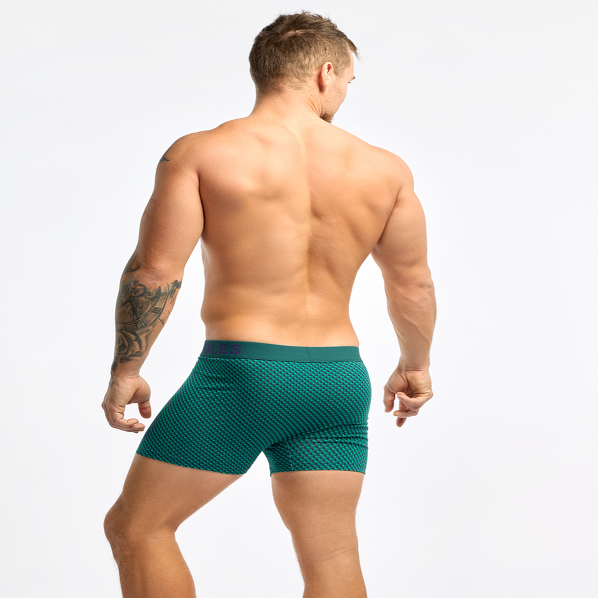 Voir la diapositive 4 : DEDOLES Boxer homme motif jacquard bleu & vert