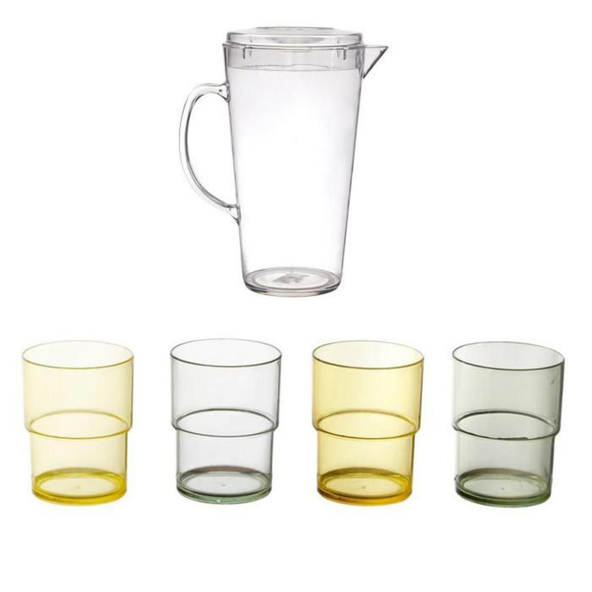 Paris Prix Pichet & 4 Verres  Bain de Soleil  25cm Transparent