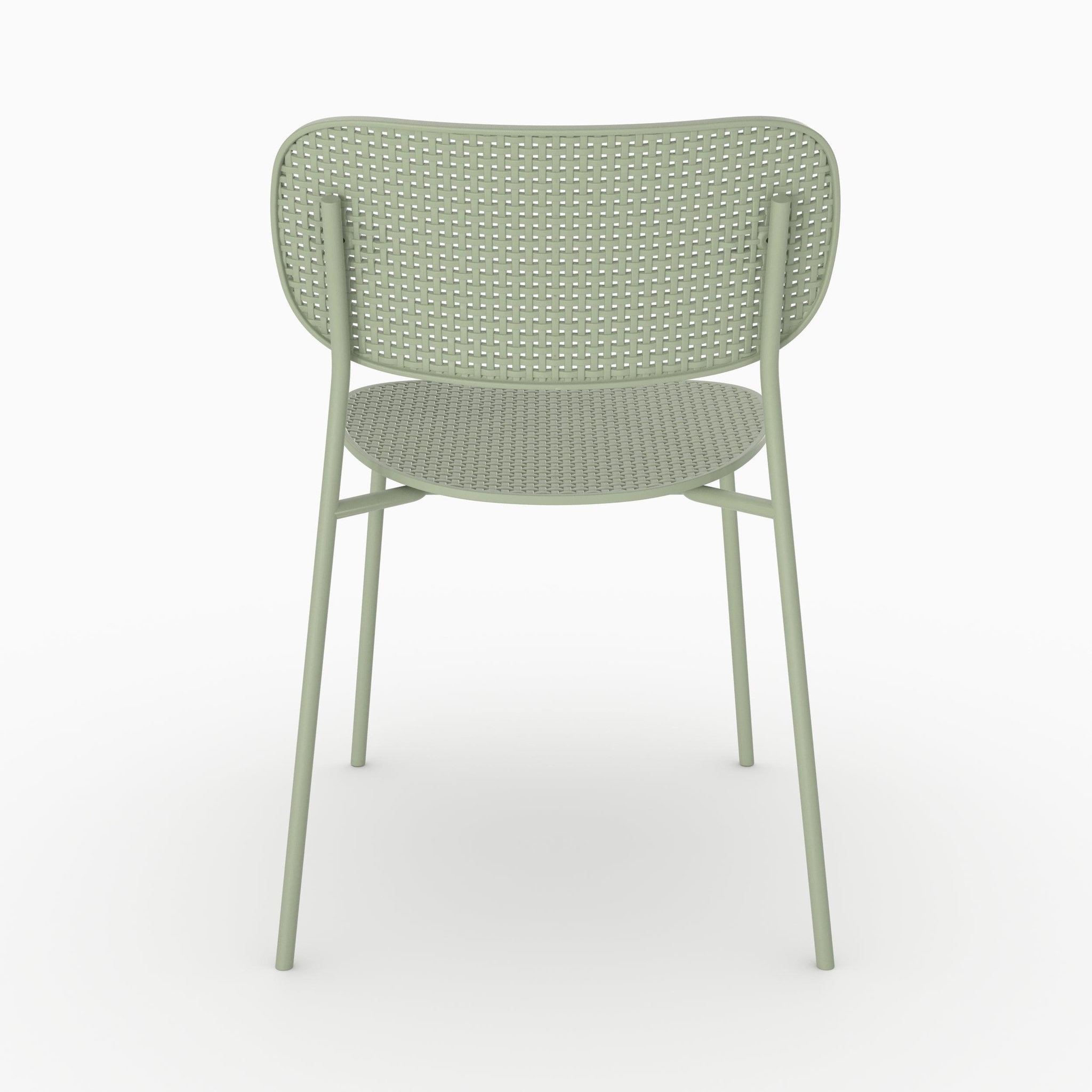 Voir la diapositive 5 : MAISON PAVANE Lot de 2 chaises de jardin empilables en plastique vert pastel-géa