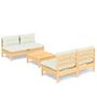Voir la diapositive 2 : VIDAXL Salon de jardin 5 pcs avec coussins creme bois de pin