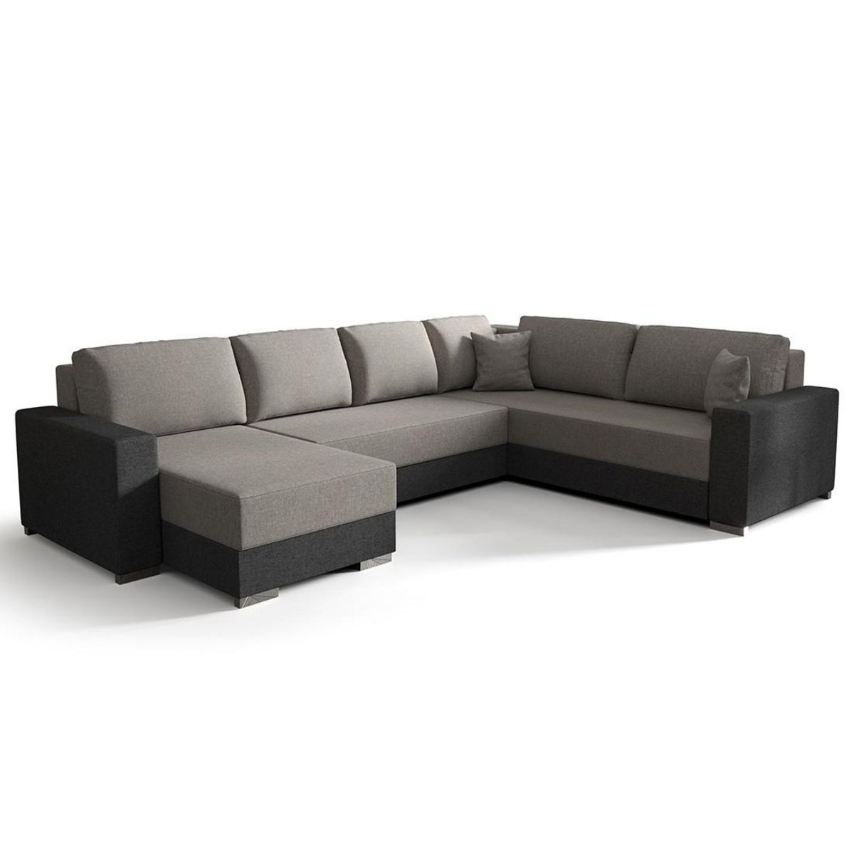 BEST MOBILIER Epona - canapé panoramique d'angle réversible 7 places convertible avec coffre en tissu