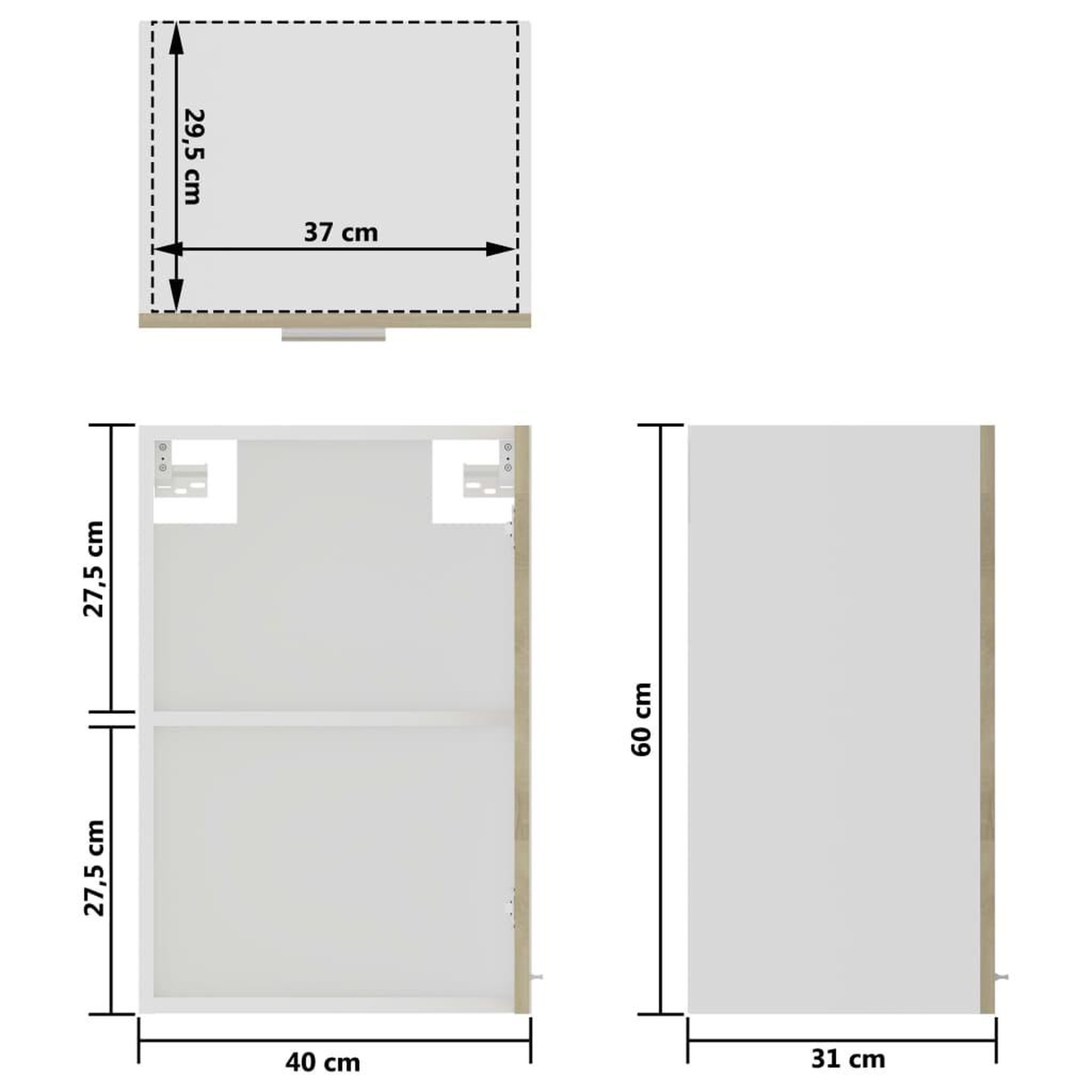 Voir la diapositive 6 : VIDAXL Armoire en verre suspendue Chene sonoma Bois d'ingenierie