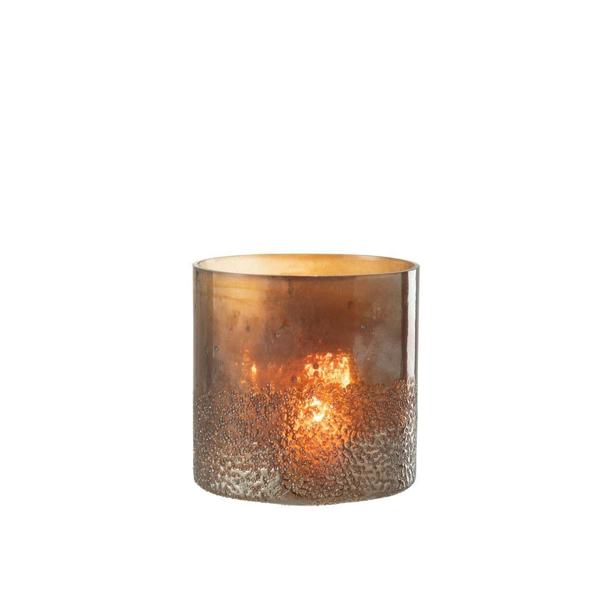 Voir la diapositive 2 : J-LINE Photophore déco en verre  ronny  27cm marron