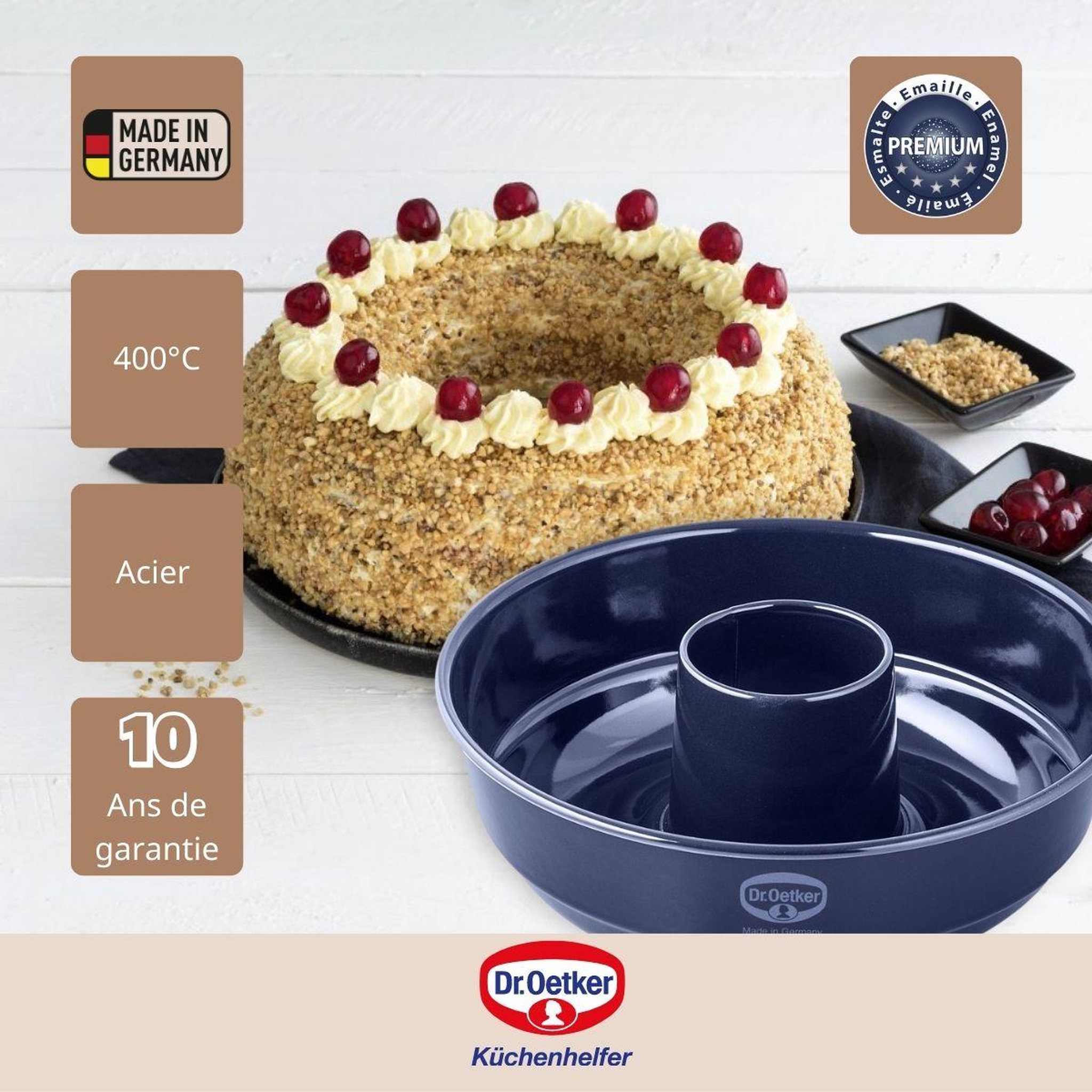 Voir la diapositive 4 : DR.OETKER Lot de 2 moules à gâteaux 26,3/26,3 cm en acier dr oetker back-liebe