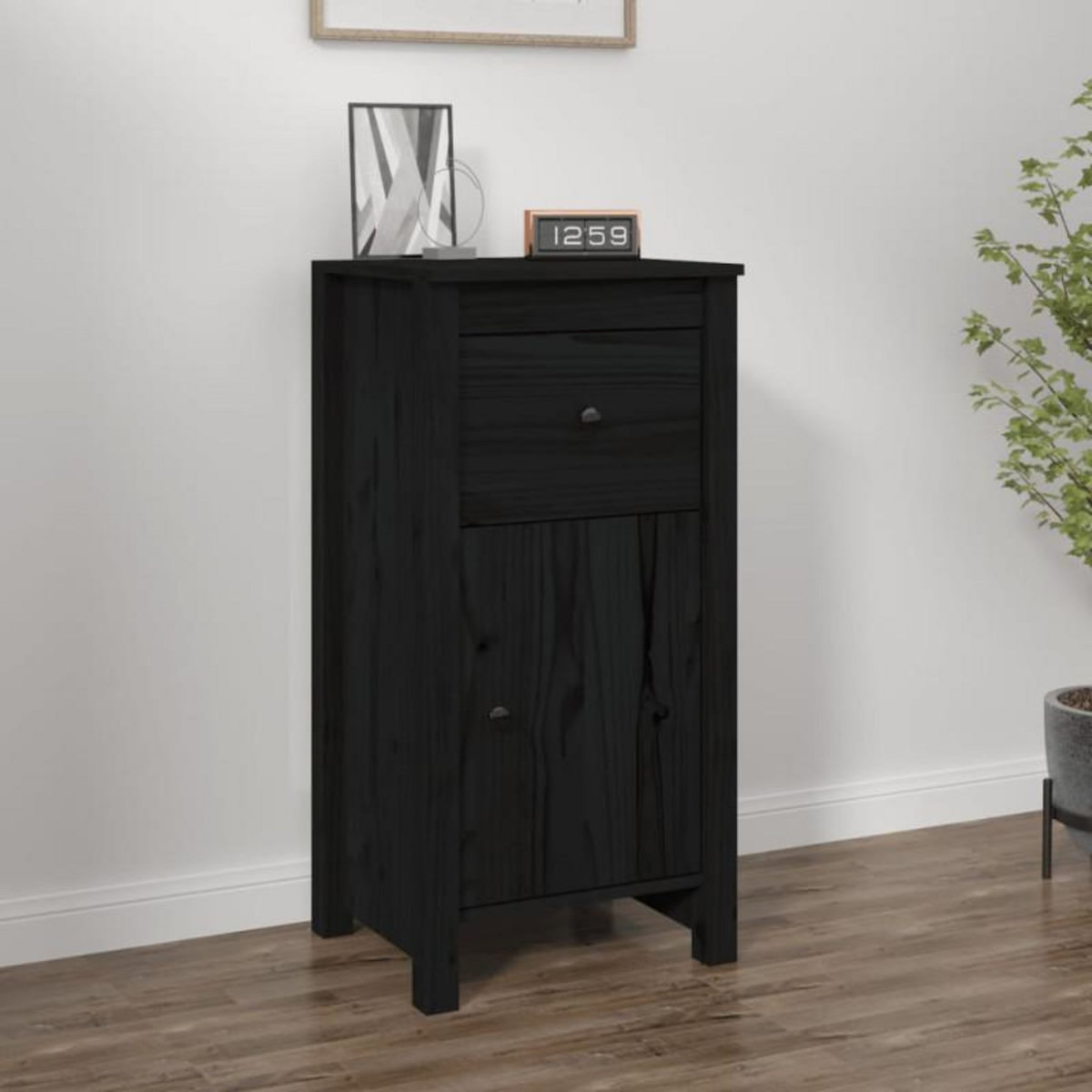 VIDAXL Buffet Noir 40x35x80 cm Bois massif de pin