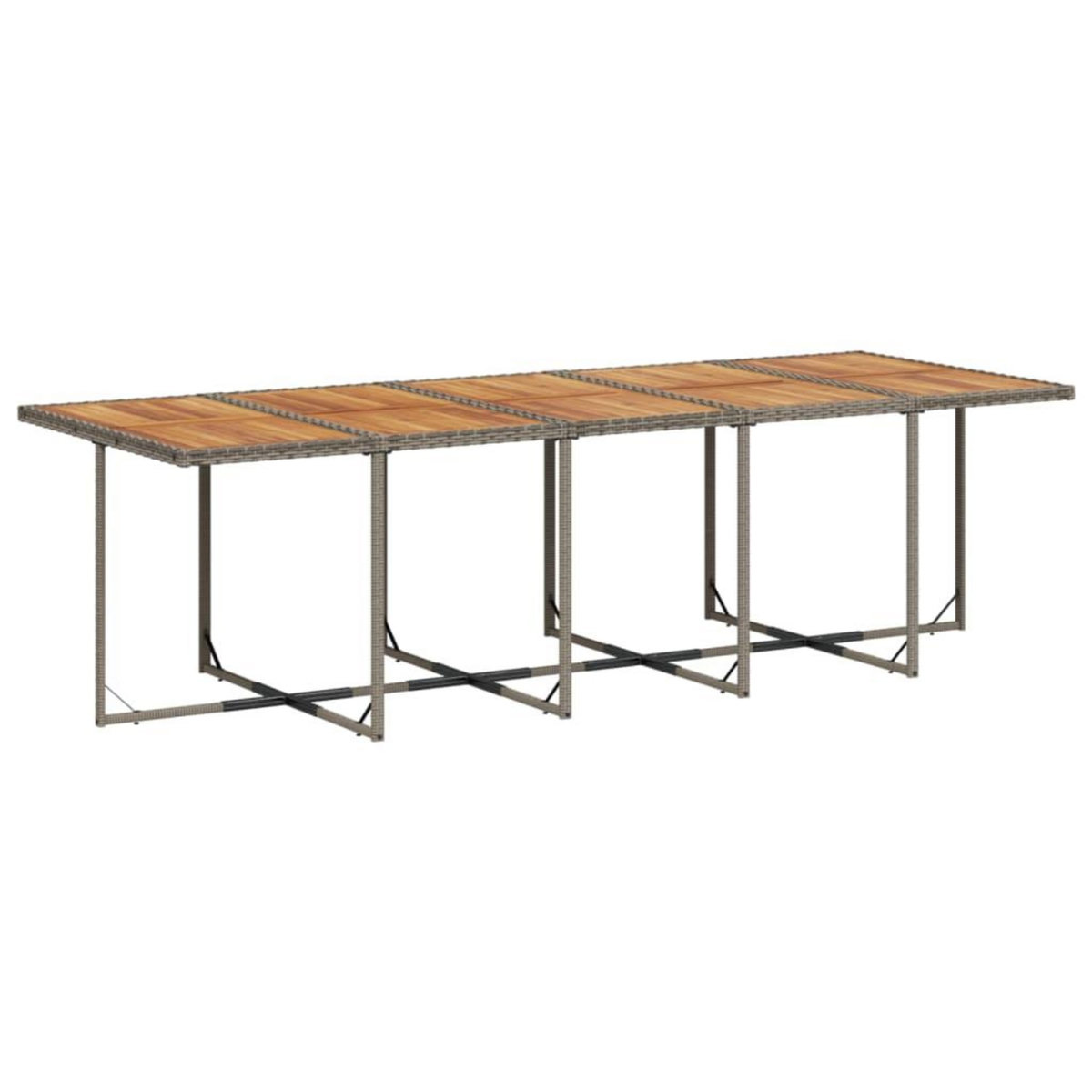 VIDAXL Ensemble a manger de jardin 11pcs avec coussins gris poly rotin