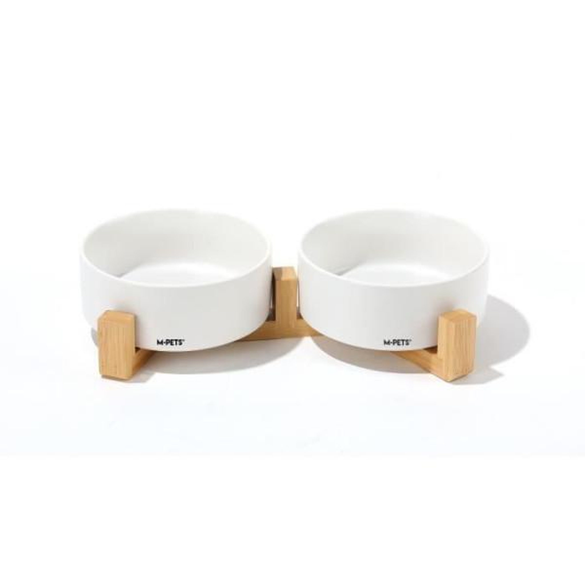 M PETS Bols céramique avec support en bambou 2x350 ml - Mpets - OPERA - Blanc