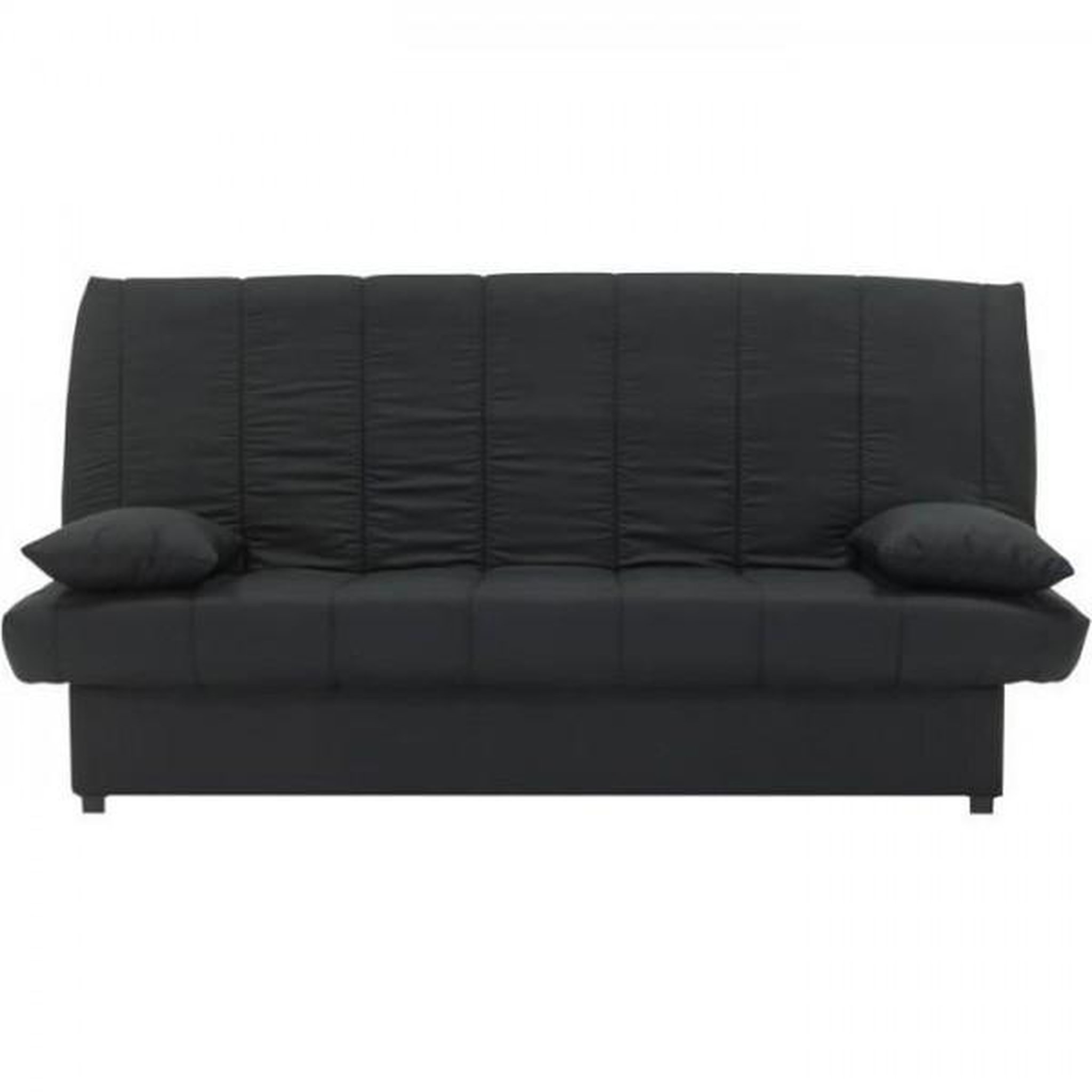 Voir la diapositive 1 : MARKET24 Banquette clic clac 3 places - Tissu noir - Style Contemporain - L 190 x P92 cm - MILA