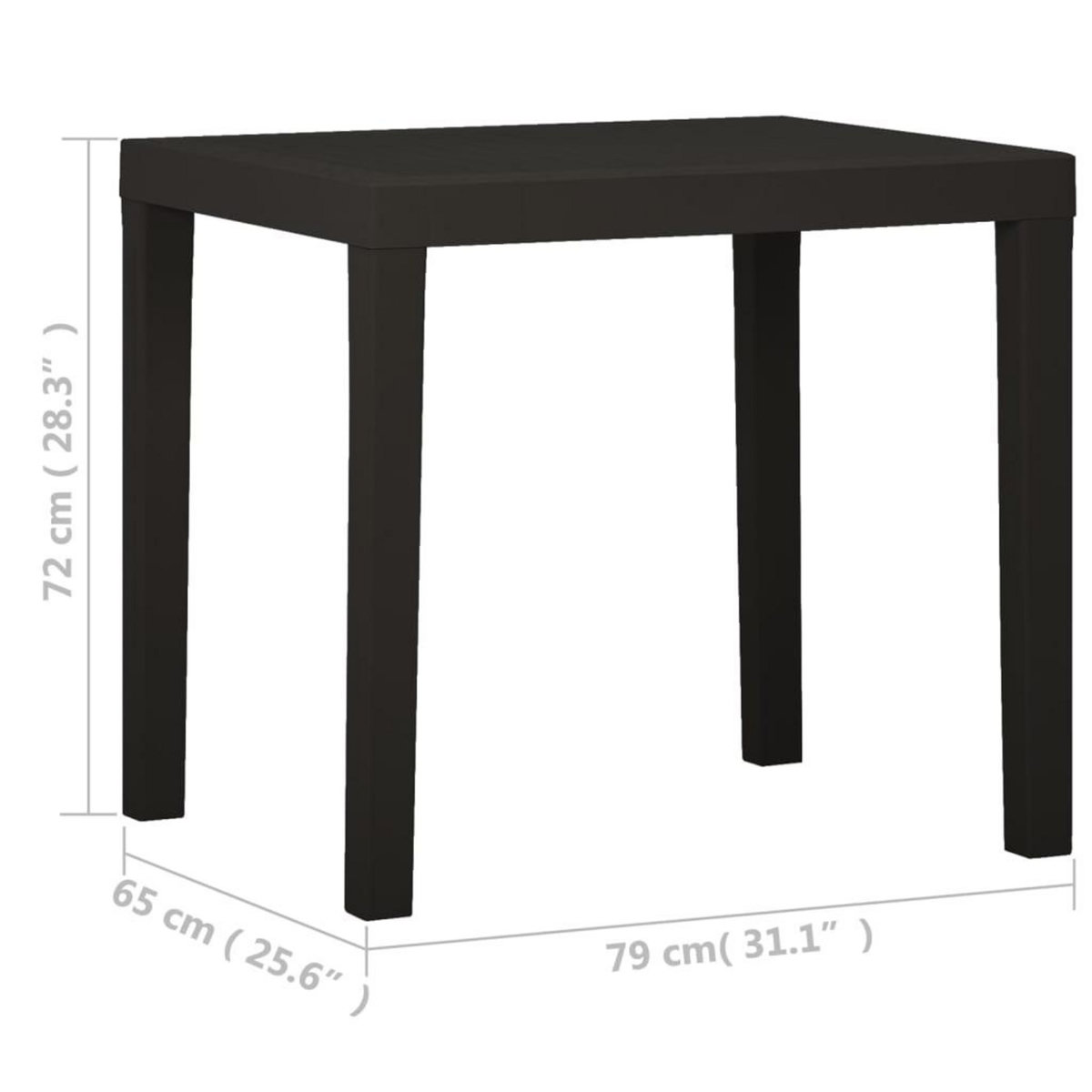 VIDAXL Table de jardin Anthracite 79x65x72 cm Plastique