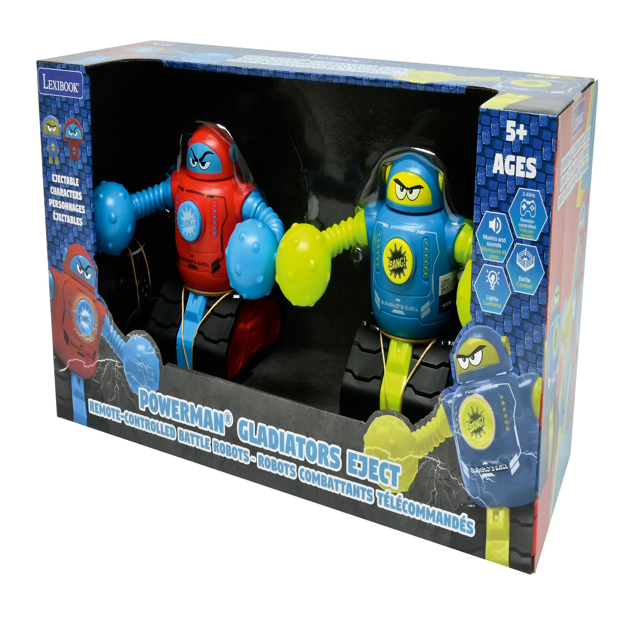 Voir la diapositive 3 : Lexibook POWERMAN® FIGHTERS – Ensemble de 2 Robots Combattants avec Figurines Éjectables, Effets de Lumière et de Son