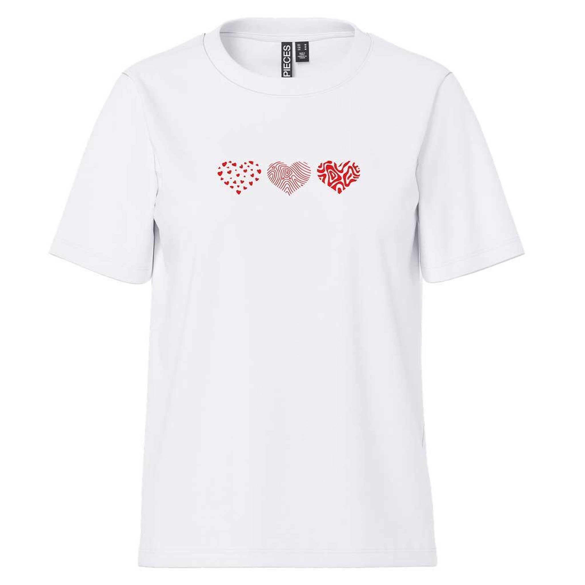Pieces T-Shirt Blanc/Rouge Femme Pieces Pcoda. Coloris disponibles : Blanc