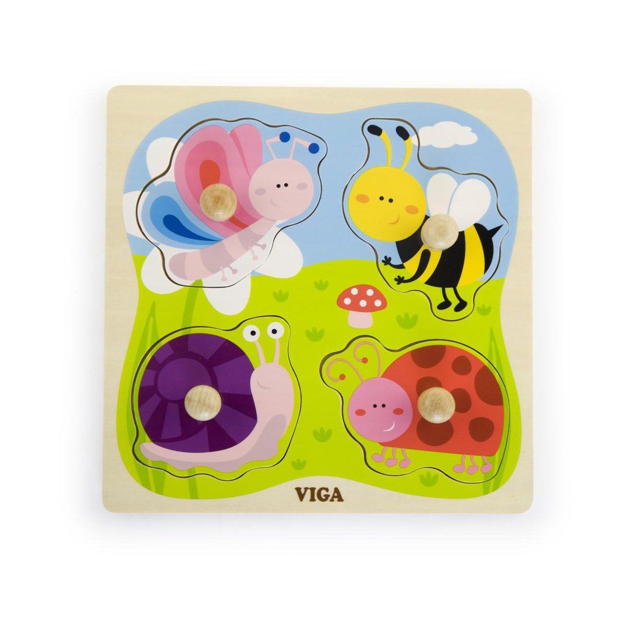 VIGA Puzzle plat à gros bouton  50131 - insecte