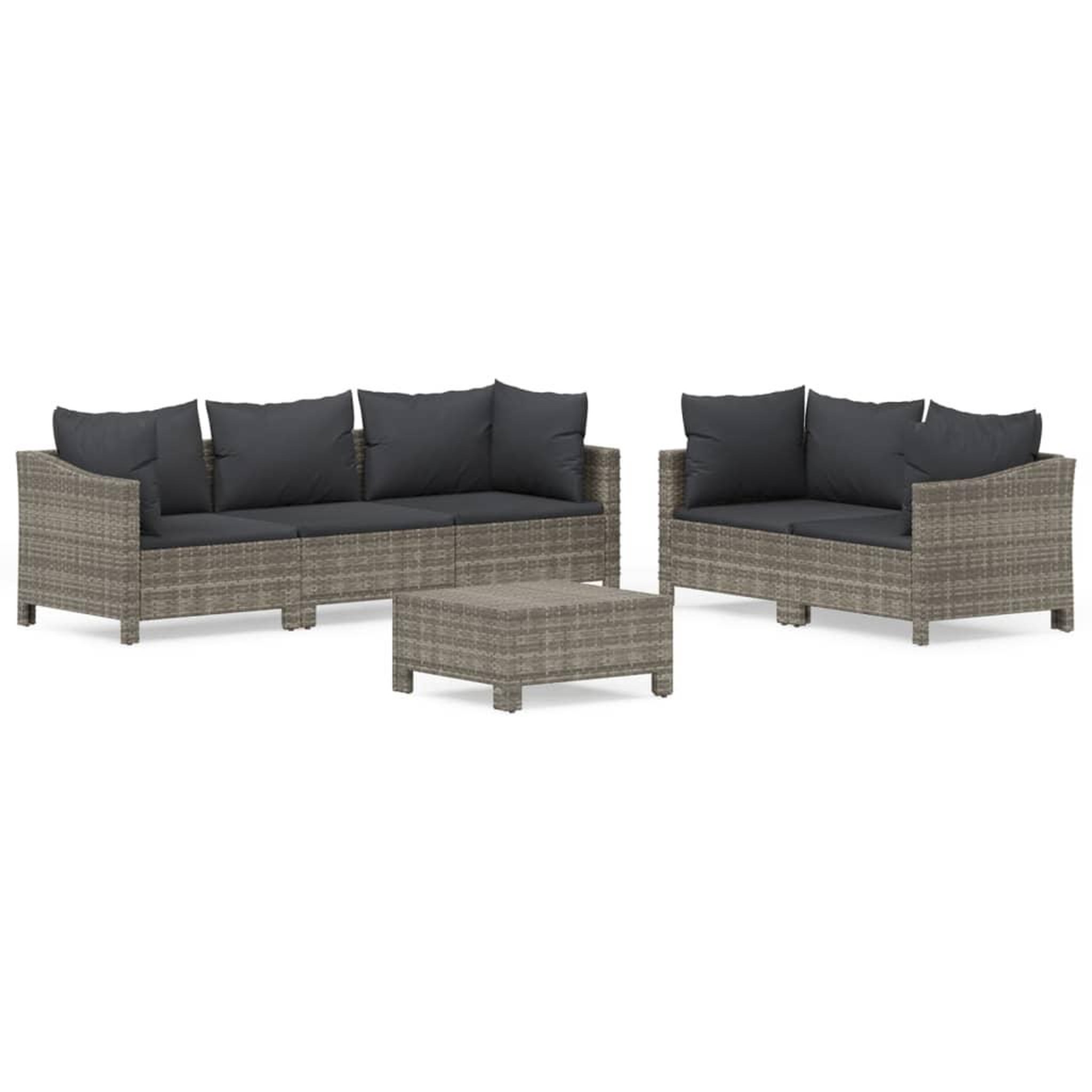 Voir la diapositive 2 : VIDAXL Salon de jardin 6 pcs avec coussins Gris Resine tressee