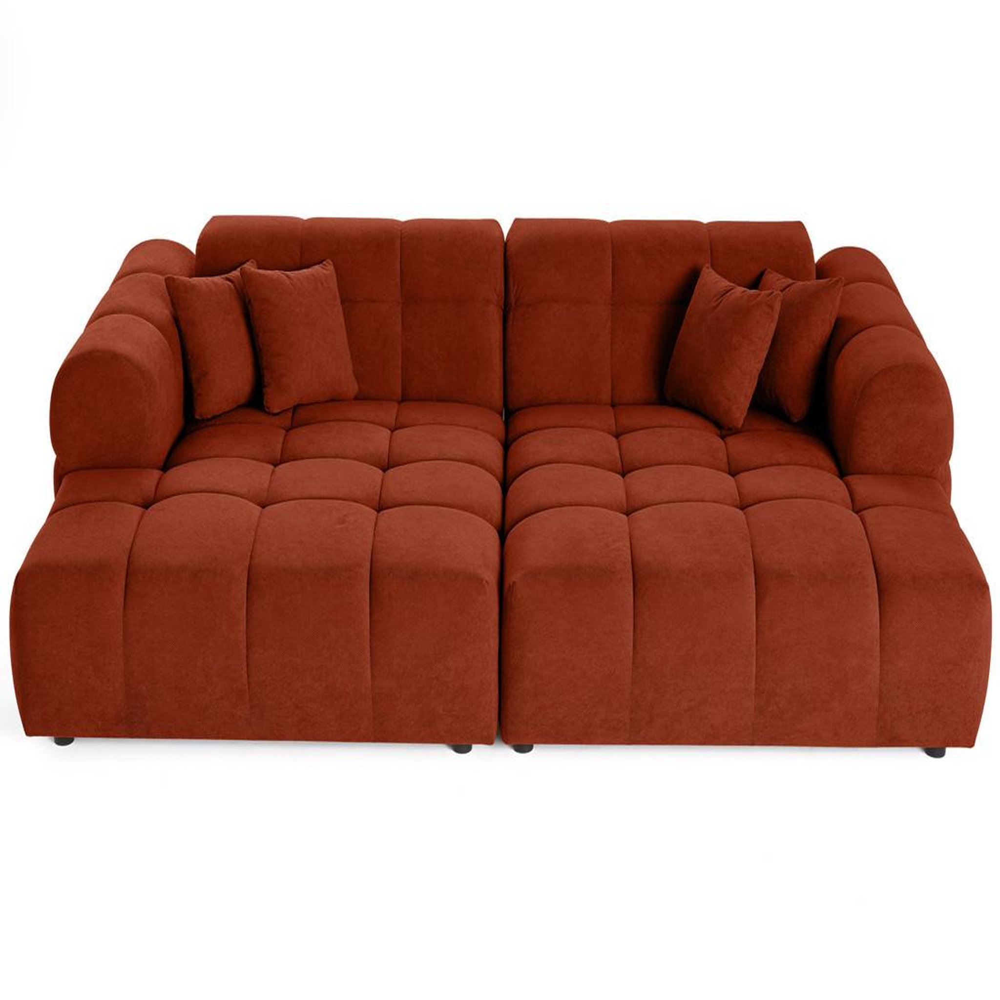 Voir la diapositive 3 : BEST MOBILIER Ray - canapé droit 4 places avec double méridienne - assise profonde - en tissu texturé