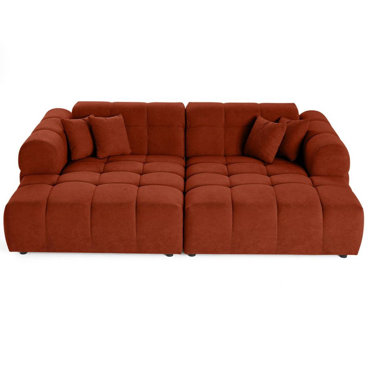 LISA DESIGN Ray - canapé droit 4 places avec double méridienne - assise profonde - en tissu texturé