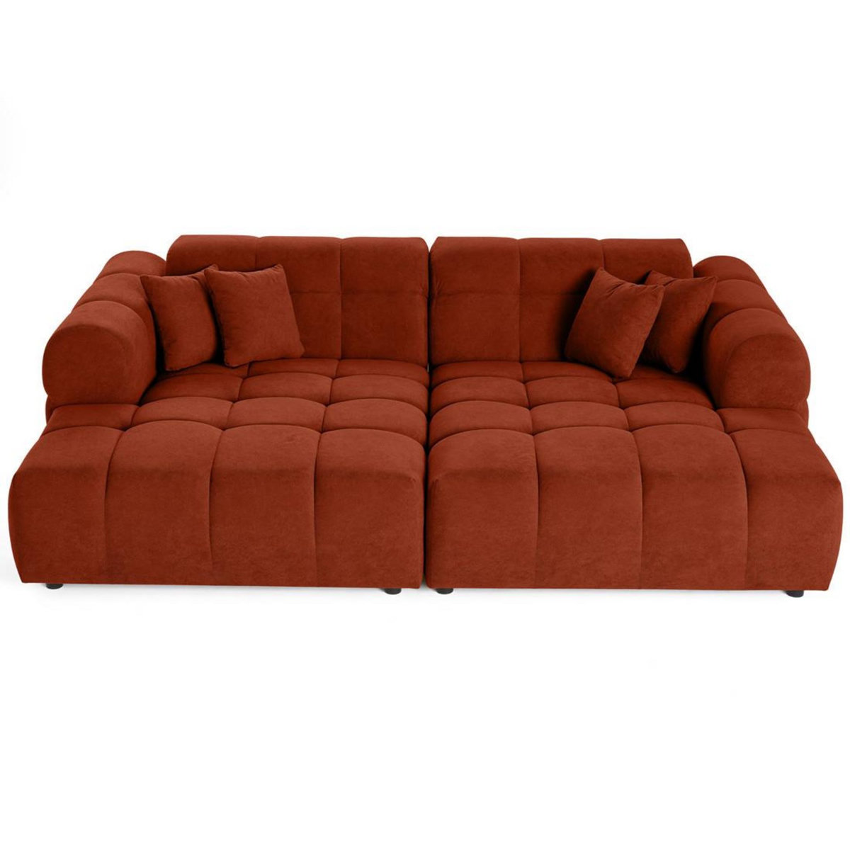 LISA DESIGN Ray - canapé droit 4 places avec double méridienne - assise profonde - en tissu texturé