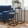Voir la diapositive 2 : SWEEEK Lot de 2 tables d'appoint gigognes noires - Industrielle - bouts de canapé 34x34x74cm / 30x30x54cm
