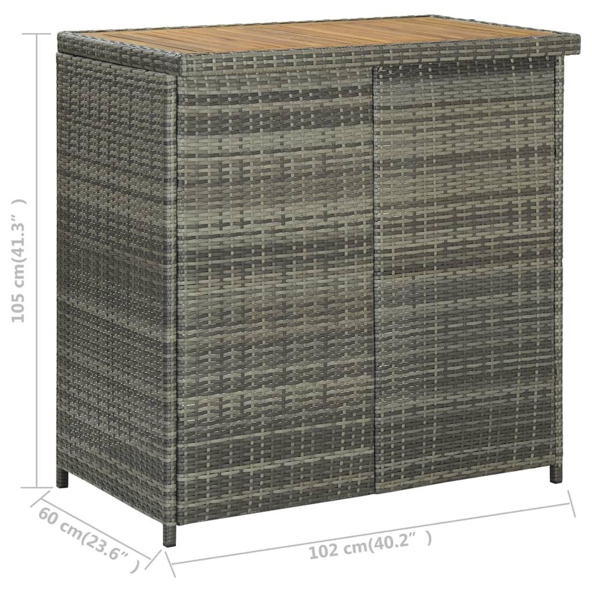 Voir la diapositive 6 : VIDAXL Ensemble de bar 3 pcs Resine tressee Gris