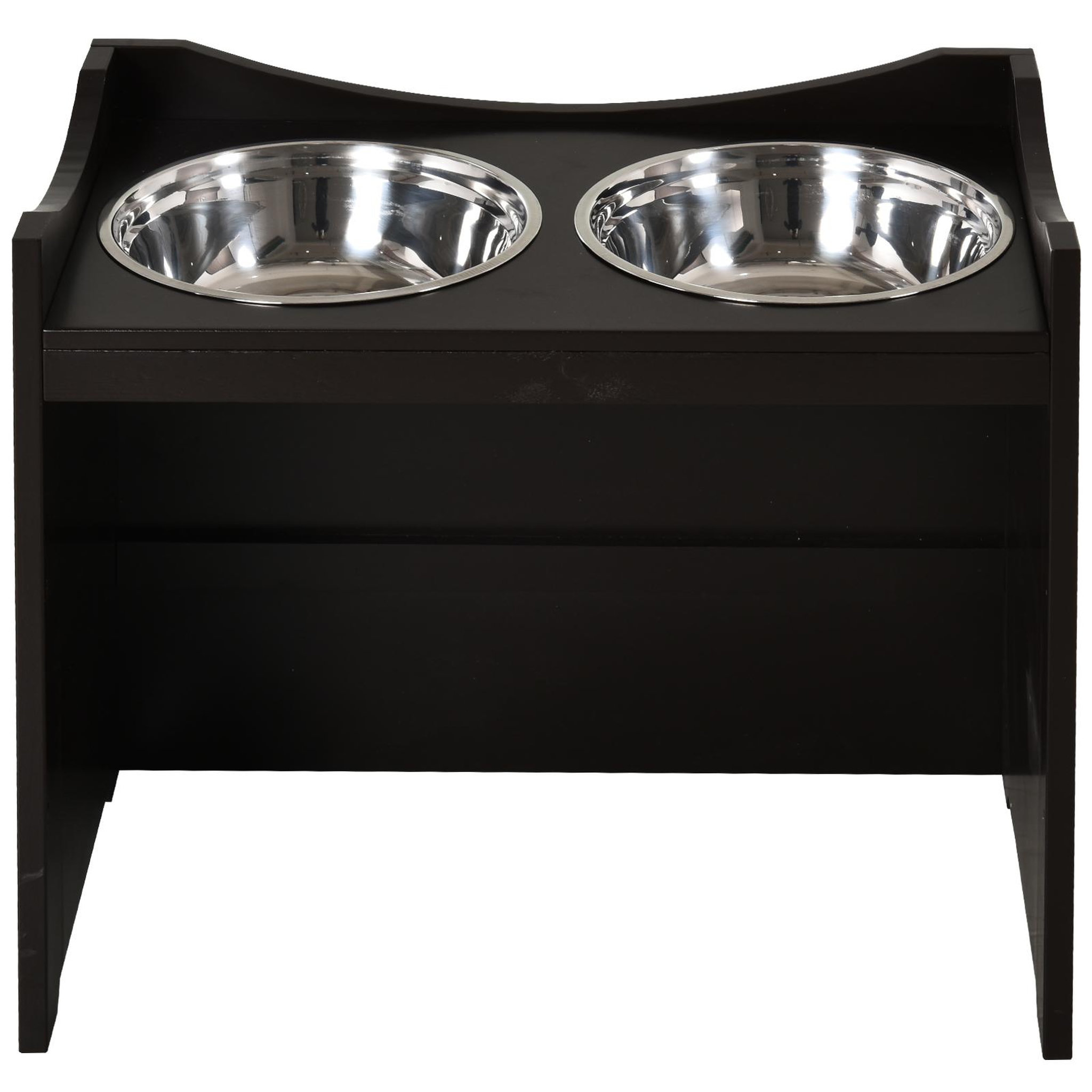 Voir la diapositive 6 : PAWHUT Gamelle double chien chat porte-gamelles surélevé dim. 54L x 31l x 47H cm 2 gamelles acier inox. incluses MDF brun foncé