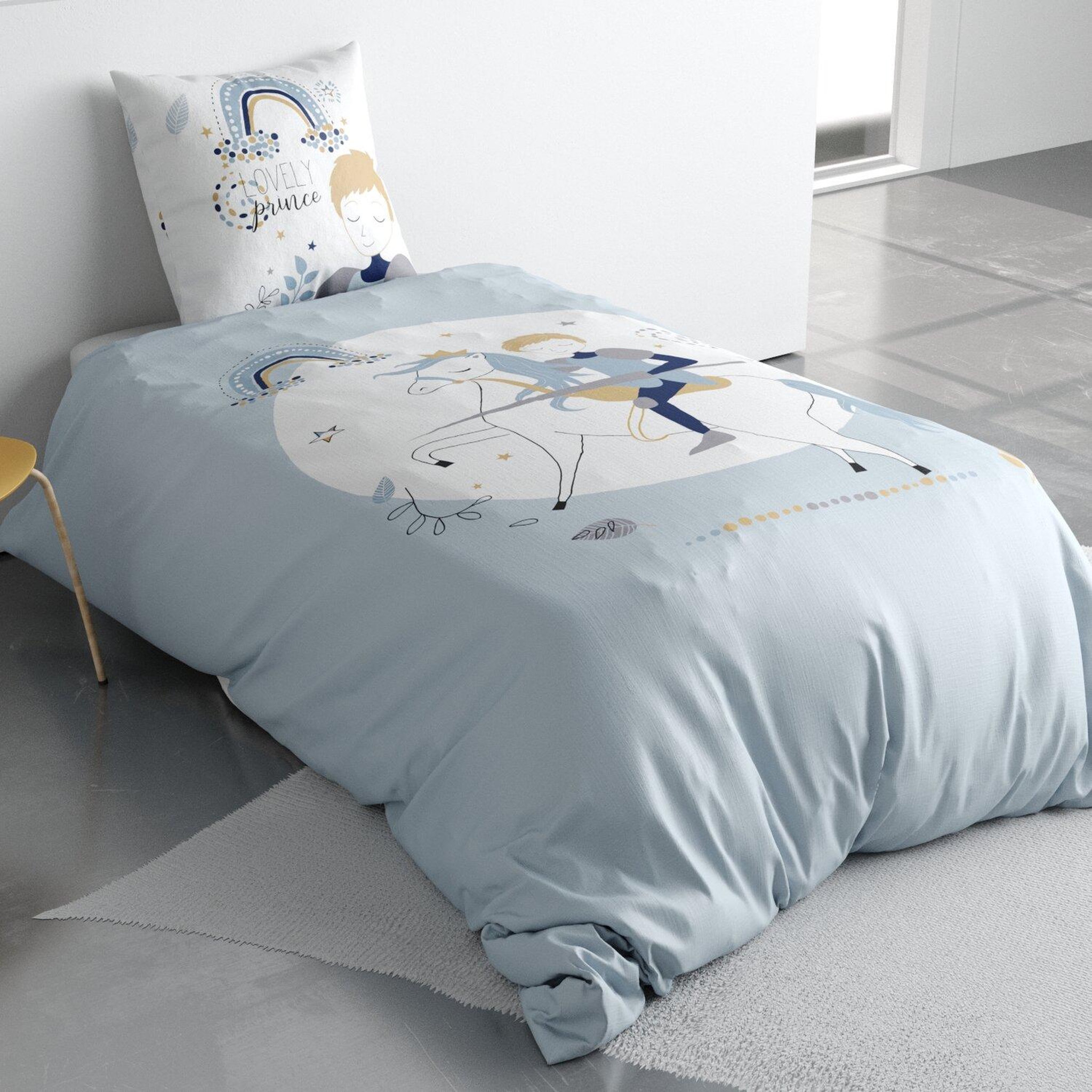 Voir la diapositive 2 : Les Ateliers du Linge Parure de couette 2pcs 140x200cm 100% coton 47 fils/cm2-lovely prince