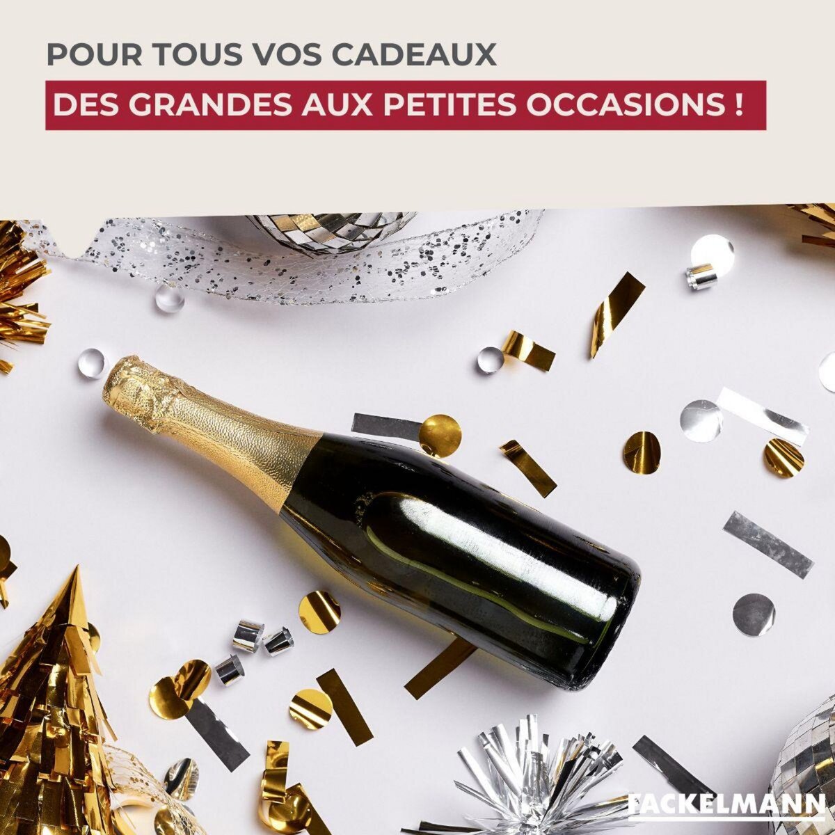 Fackelmann Lot de 2 pochettes cadeau pour bouteille de vin ou de champagne Fackelmann