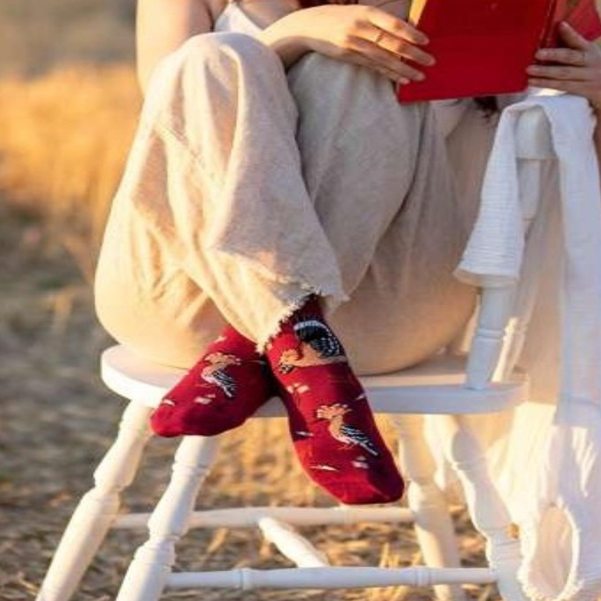 Voir la diapositive 2 : PIRIN HILL Chaussettes en bambou oiseaux & fleurs - bordeaux